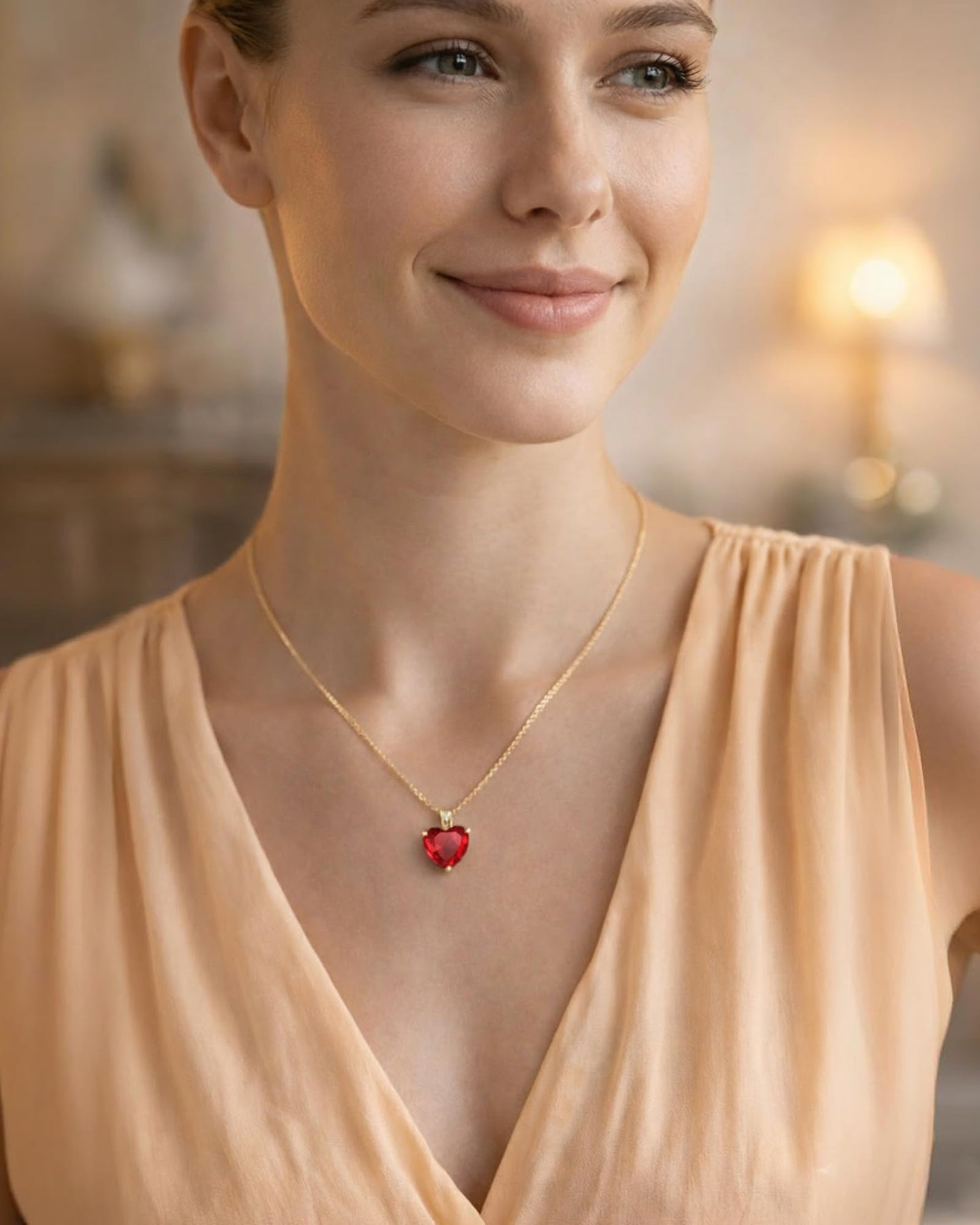 MIDDLUX Red Necklace, Red Heart Necklace, Y2k Necklace, Heart Necklaces for Women, Ruby Necklaces for Women, July Birthstone Jewelry for Women, July Birthday Gifts for Women