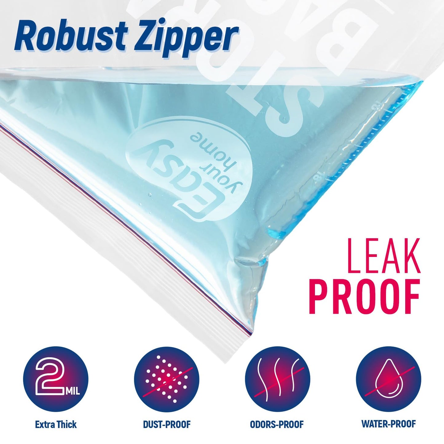 EASYYOURHOME 20PCS 5 Gallon Zipper Lock Storage Bags,18"x24",Reusable Extra Large Size Plastic Freezer Bag with Zipper for Food,Clothing,Travel,Moving,BPA-Free,2-Mil Thick