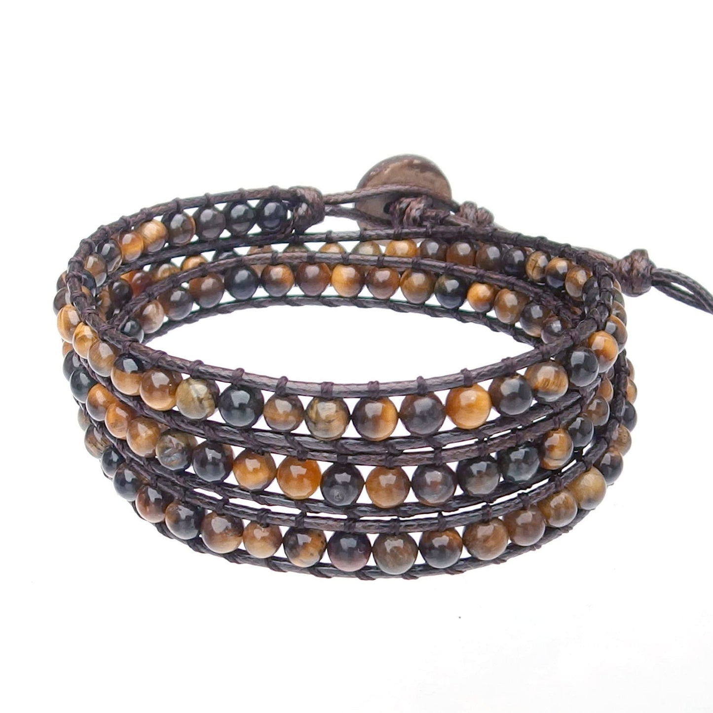 Ayriwoyi Tigers eye Bracelet Wrap Bracelets for Women Beaded Wrap Bracelet Crystal Healing Natural Stone Bracelet Adjustable