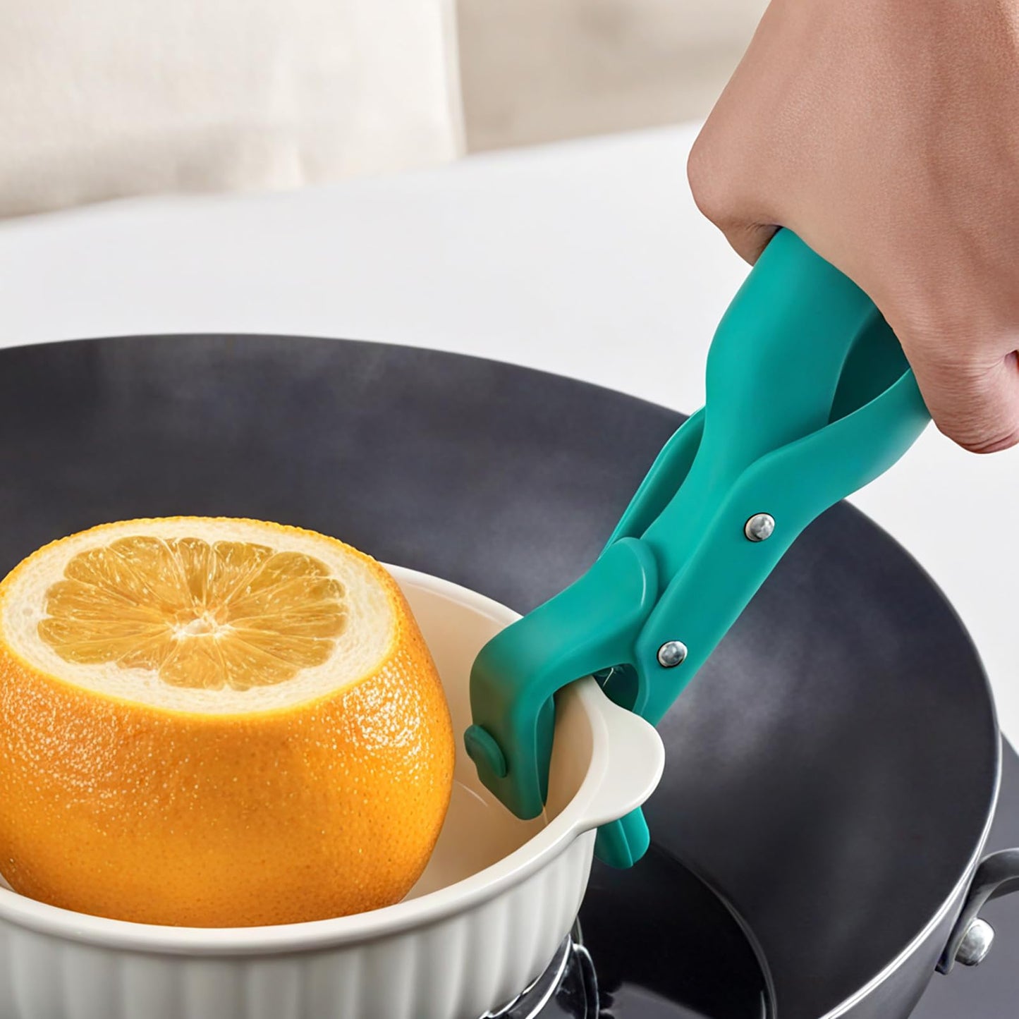 Heat-Resistant Food Tongs, Creative Home Kitchen Non-Slip Multi-Function Plate Holder, Silicone Material Safe Heat-Resistant Tongs