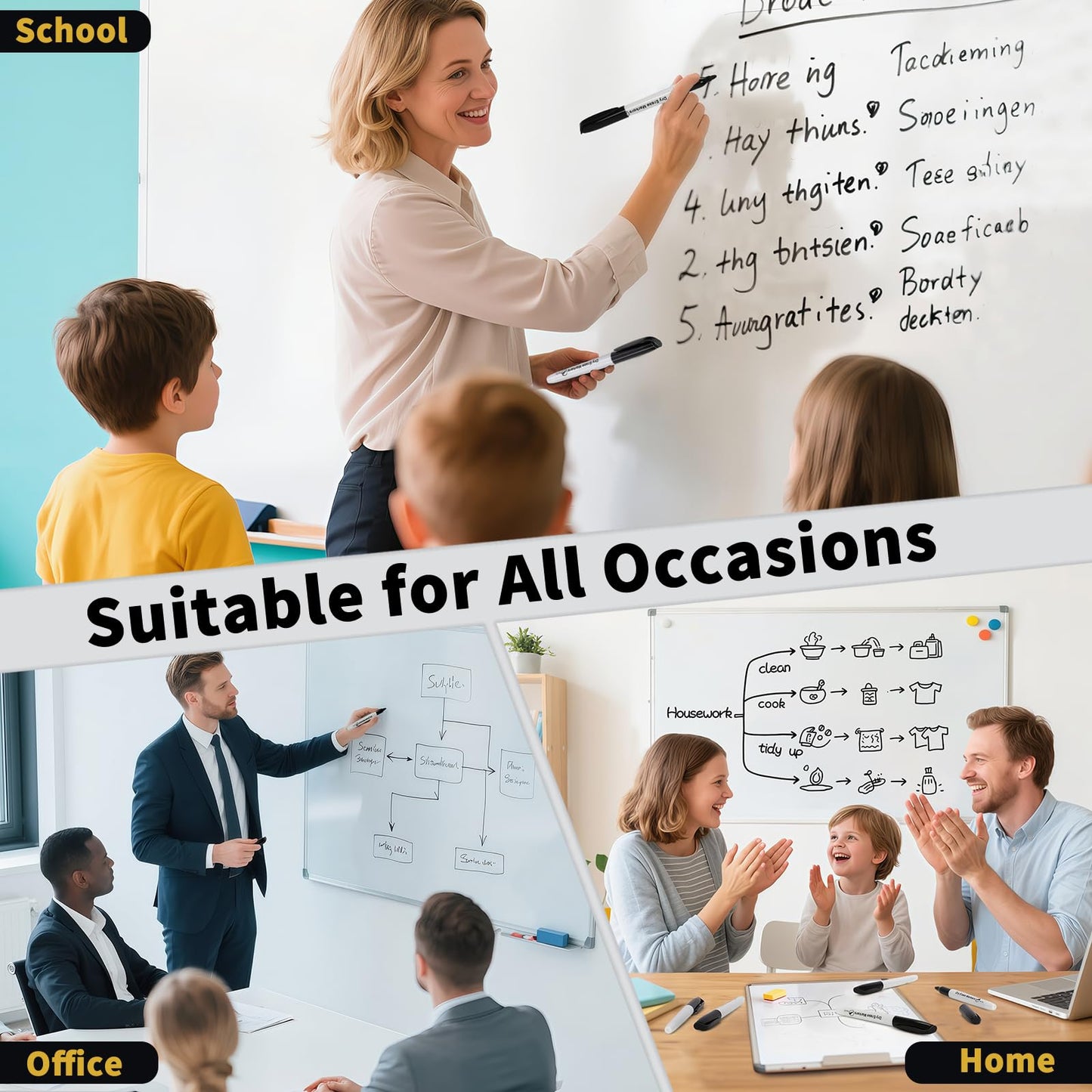 V-Opitos 144 Pack Fine Tip Dry Erase Markers - Bulk Whiteboard Erasable Black Markers, Ideal for School Classroom Office Supplies, Non-Toxic & Easy Clean for White board