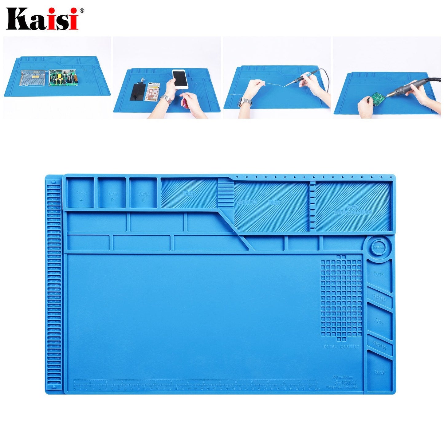 Kaisi Soldering Mat with Scale Ruler and Screw Position for Soldering, Phone and Computer Repair, Size: 21.6 x 13.8 Inches