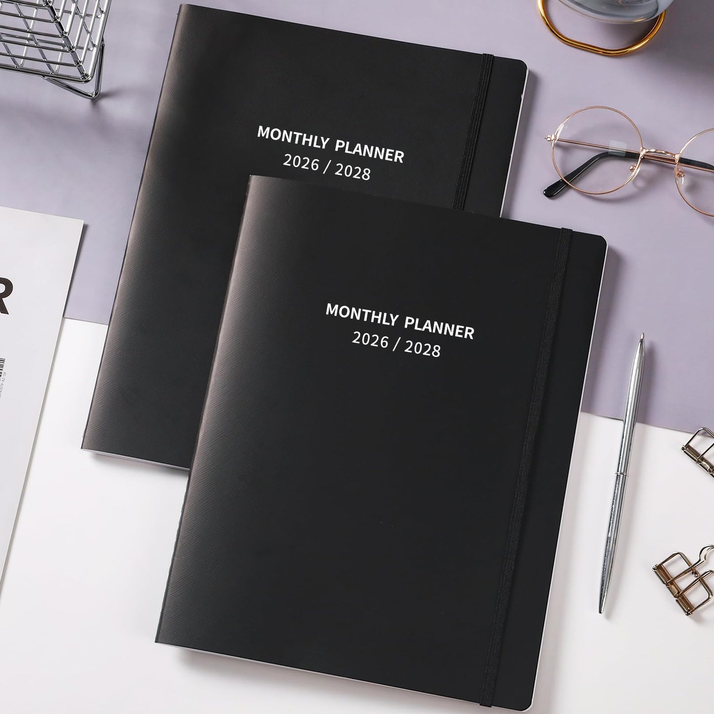 2026-2028 Monthly Planner/Calendar - 2 Year Calendar 2026-2028, Jul. 2026 - Jun. 2028, 9'' × 11'', 24 Months Planner with Embossed Cover, Inner Pocket, Premium Paper, Elastic Closure