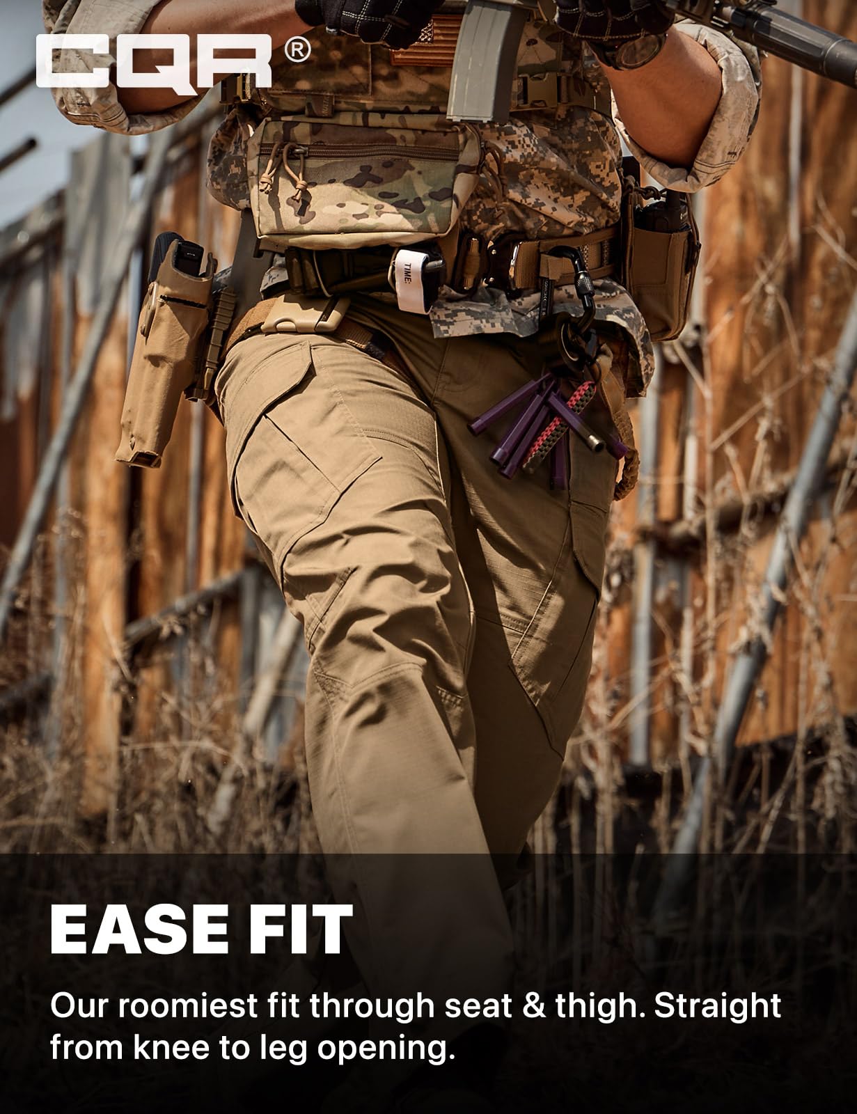 CQR Men's Tactical Pants, Water Resistant Ripstop Cargo Pants, Lightweight EDC Work Hiking Pants, Outdoor Apparel, Raider Mag Cougar, 40W x 34L