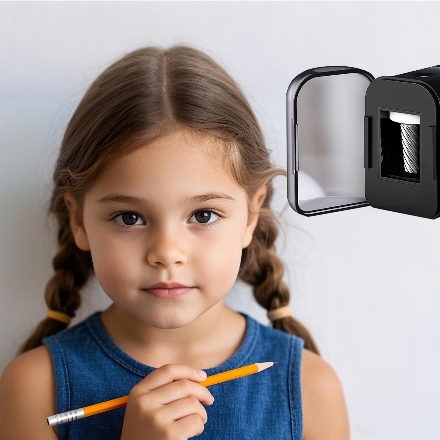 Battery Operated Electric Pencil Sharpener, Portable Pencil Sharpener for Kids, for No.2/Color Pencils (6-8mm), School, Home, Office, Classroom(Black)