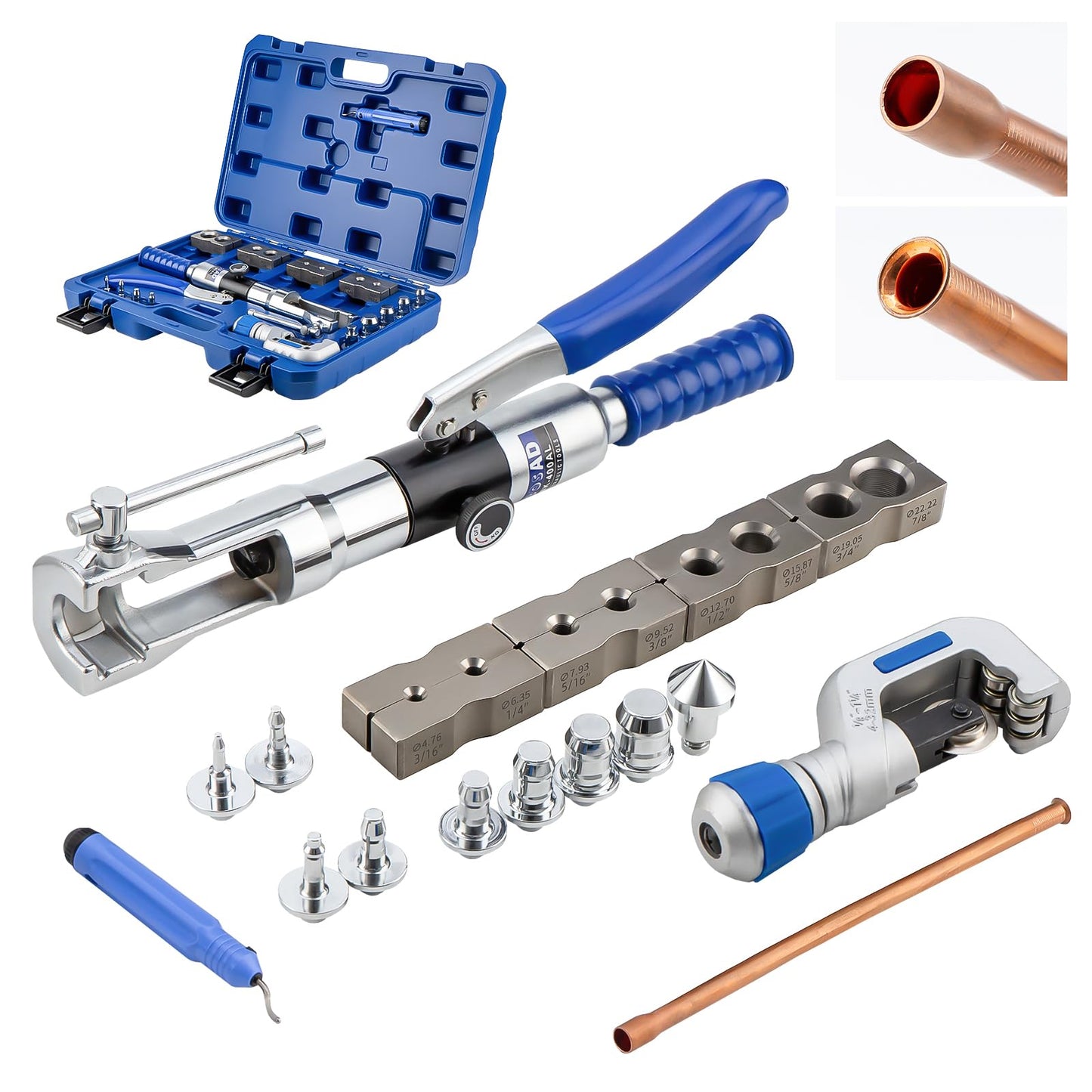 Hydraulic Flaring Tool Kit for 3/16 to 7/8 inch and Swaging Tools Soft HAVE Copper Tube Extrusion Type Water Gas Line Automotive