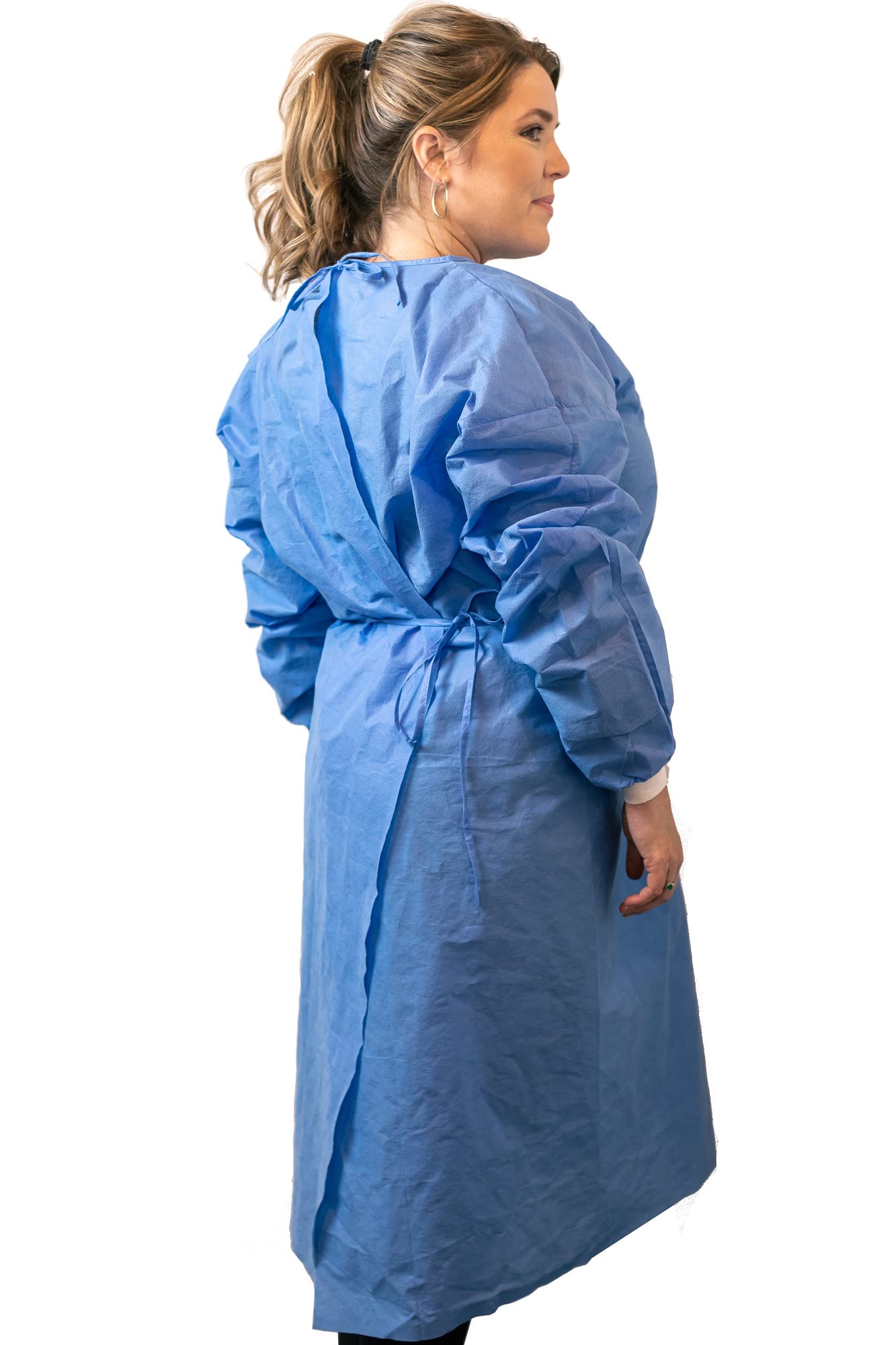 Disposable PPE Isolation Medical Gowns – Level 2, Full Back Coverage, Double Tie Closure, SMS 35g Material, Knit Cuffs, Unisex, Professional Blue for Healthcare & Lab Use (200)