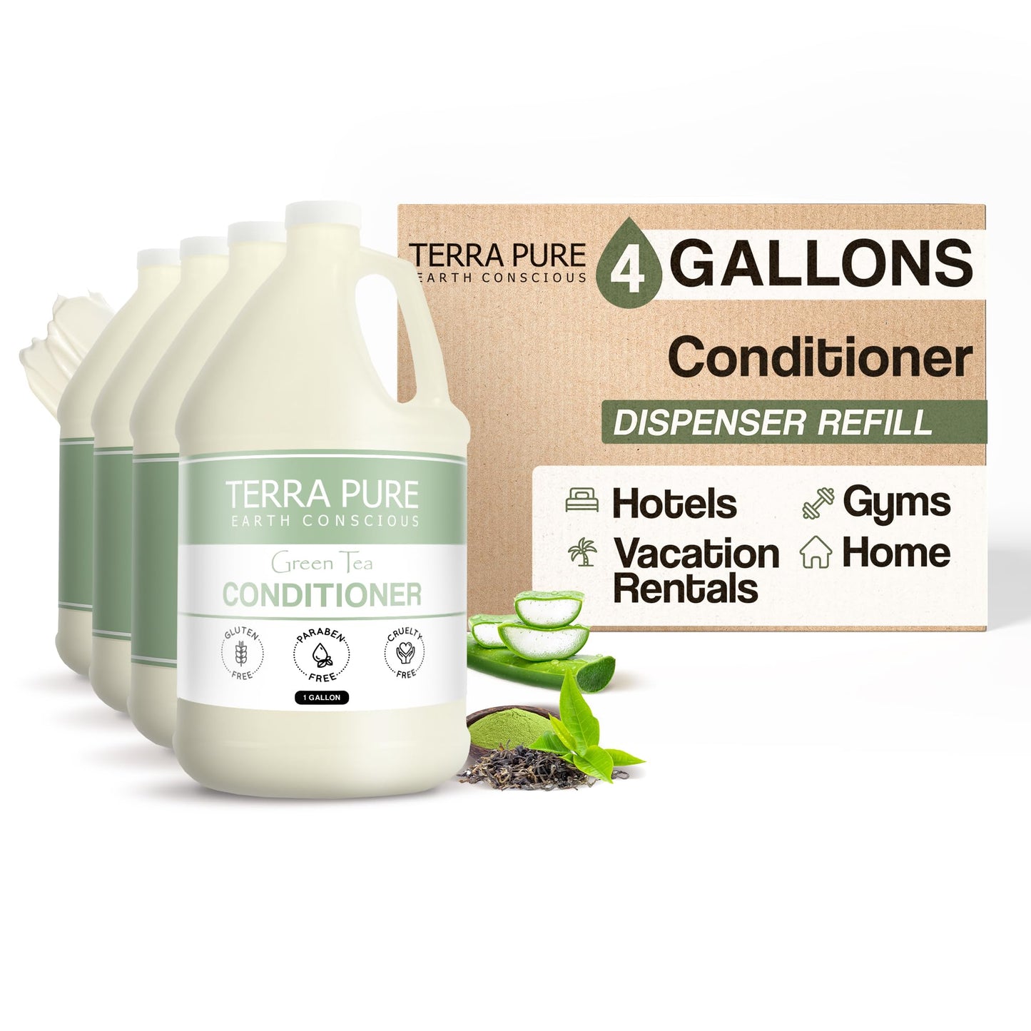 Terra Pure Hotel Conditioner | Four Gallons | Designed to Refill Soap Dispensers (Set of 4)