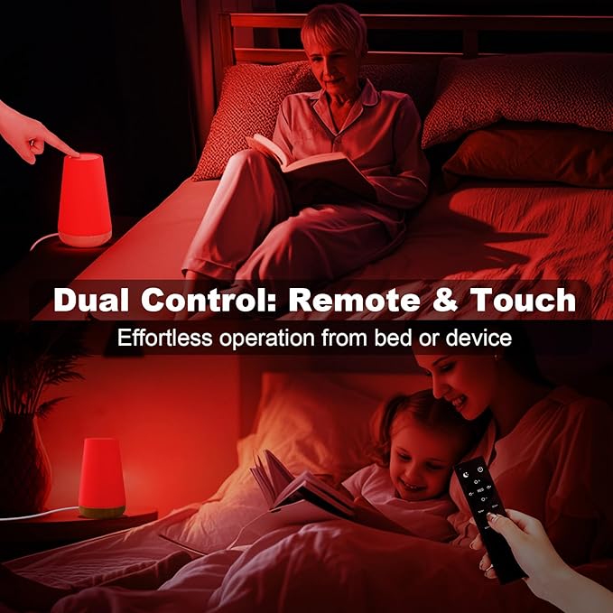 Upgraded Red Night Light for Sleep, 670nm Red Light Lamp with White Light 3000K-6500K, Timer & Stepless Dimming, Remote/Touch Control, 360° Bedroom Lighting, Portable & Hangable