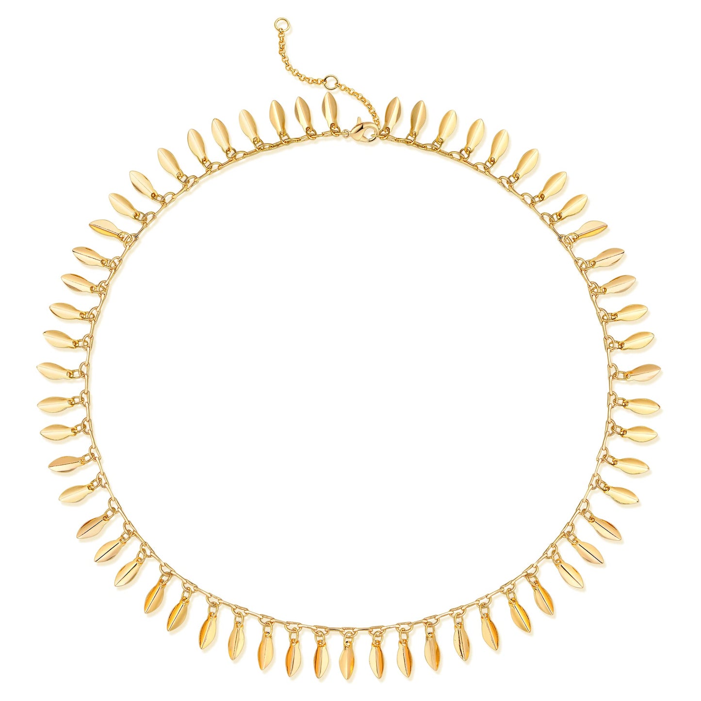MTMY Beads Choker Necklace,14K Gold Plated Dainty Beaded Chain Choker Necklace Delicate Fashion Jewelry Gift for Women(leaf)