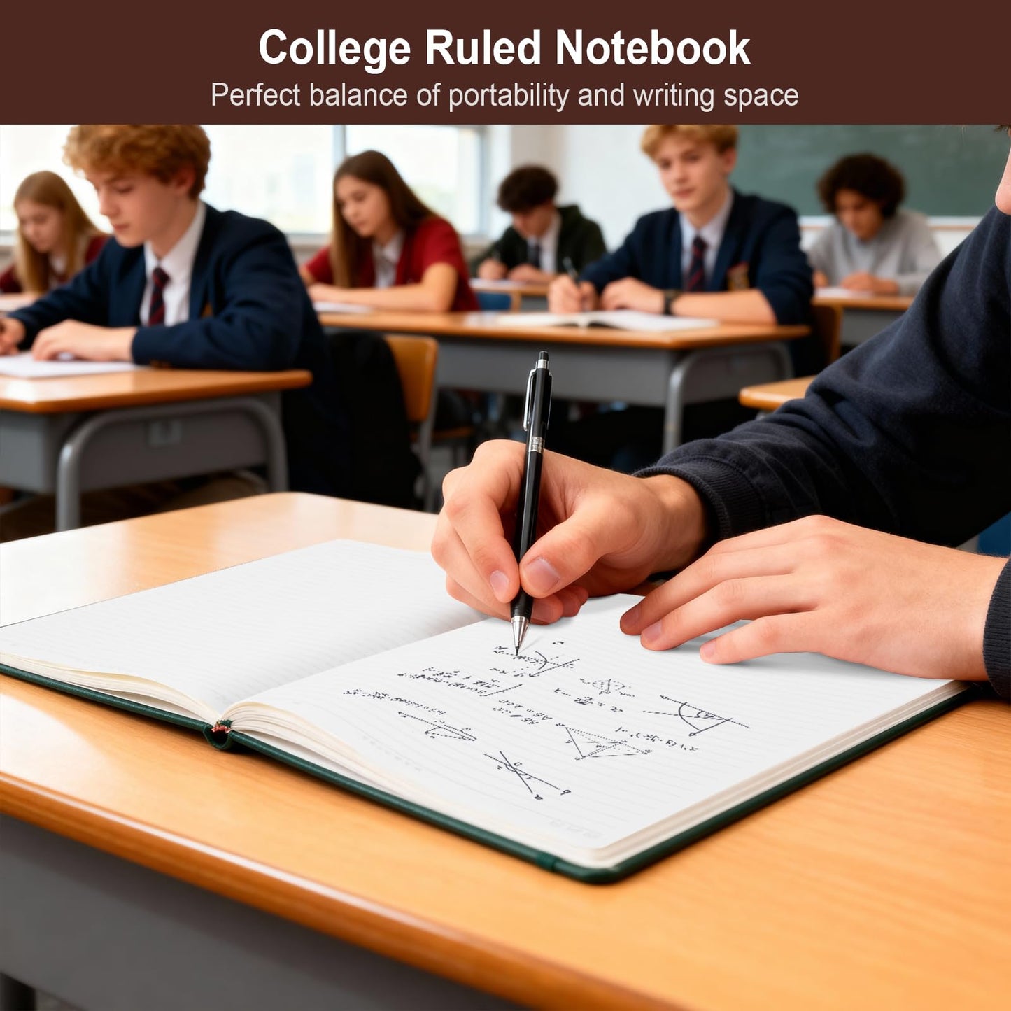 ViVin A4 College Ruled Notebook for Work, 8.5" x 11" Leather Hardcover Journal,192 Pages Professional Lined Notebook for Office & Business