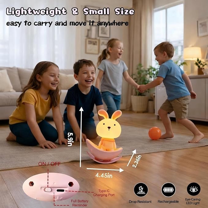 Night Lights for Kids,Rechargeable Nursery Night light,Small Lamps for Baby Nursery,Pink Lamps Bunny, Soft Warm Light,Breastfeeding,Sleep Aid,Cute Funny Gifts for Baby Toddler Kids Boys Girls