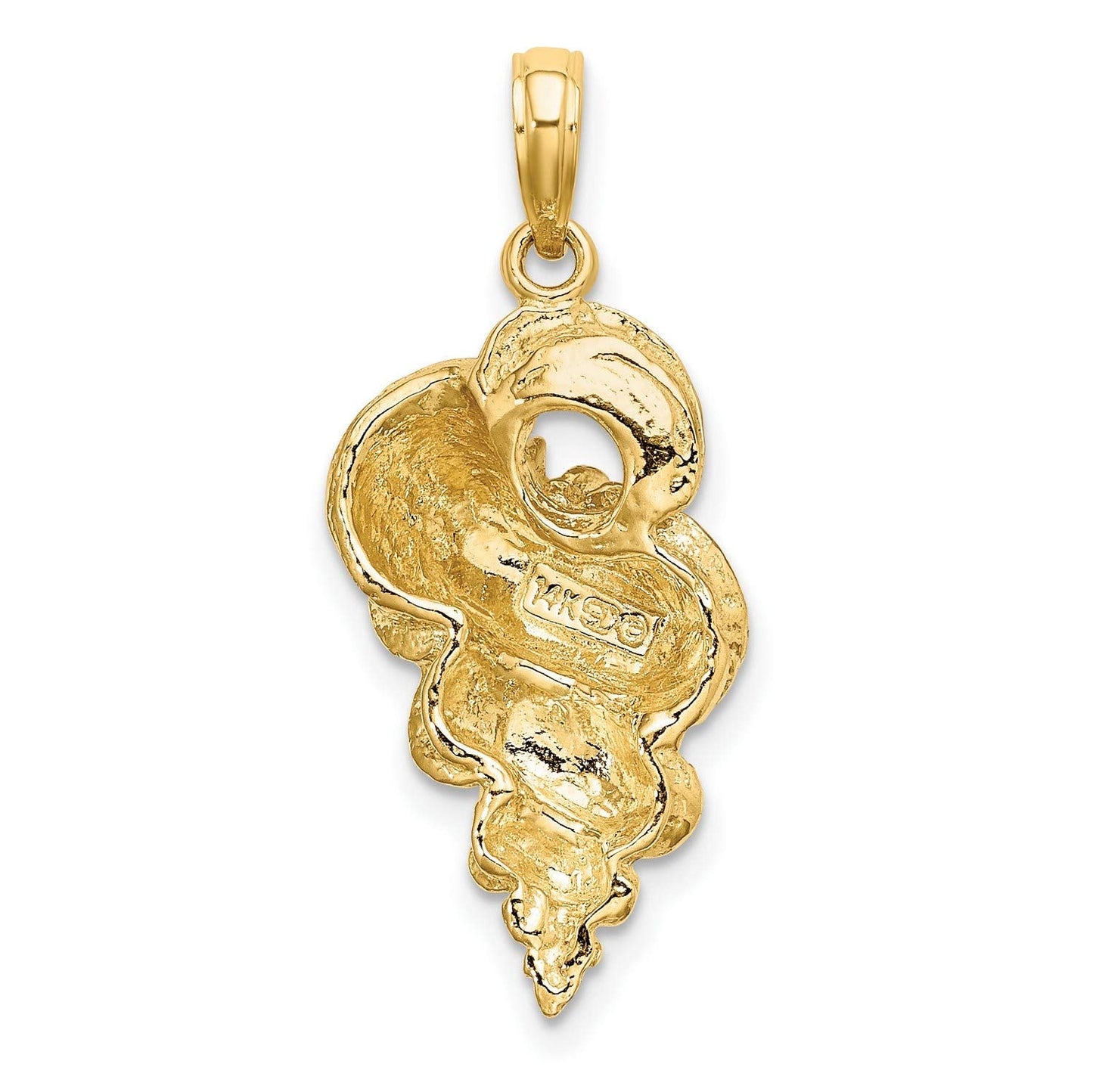14k Yellow Gold Spiral Seashell Pendant Necklace for Women, Textured Nautical Charm, Ocean Inspired Jewelry, Coastal Shell Pendant, Real Gold Accessory, Elegant Beach Marine Life Design