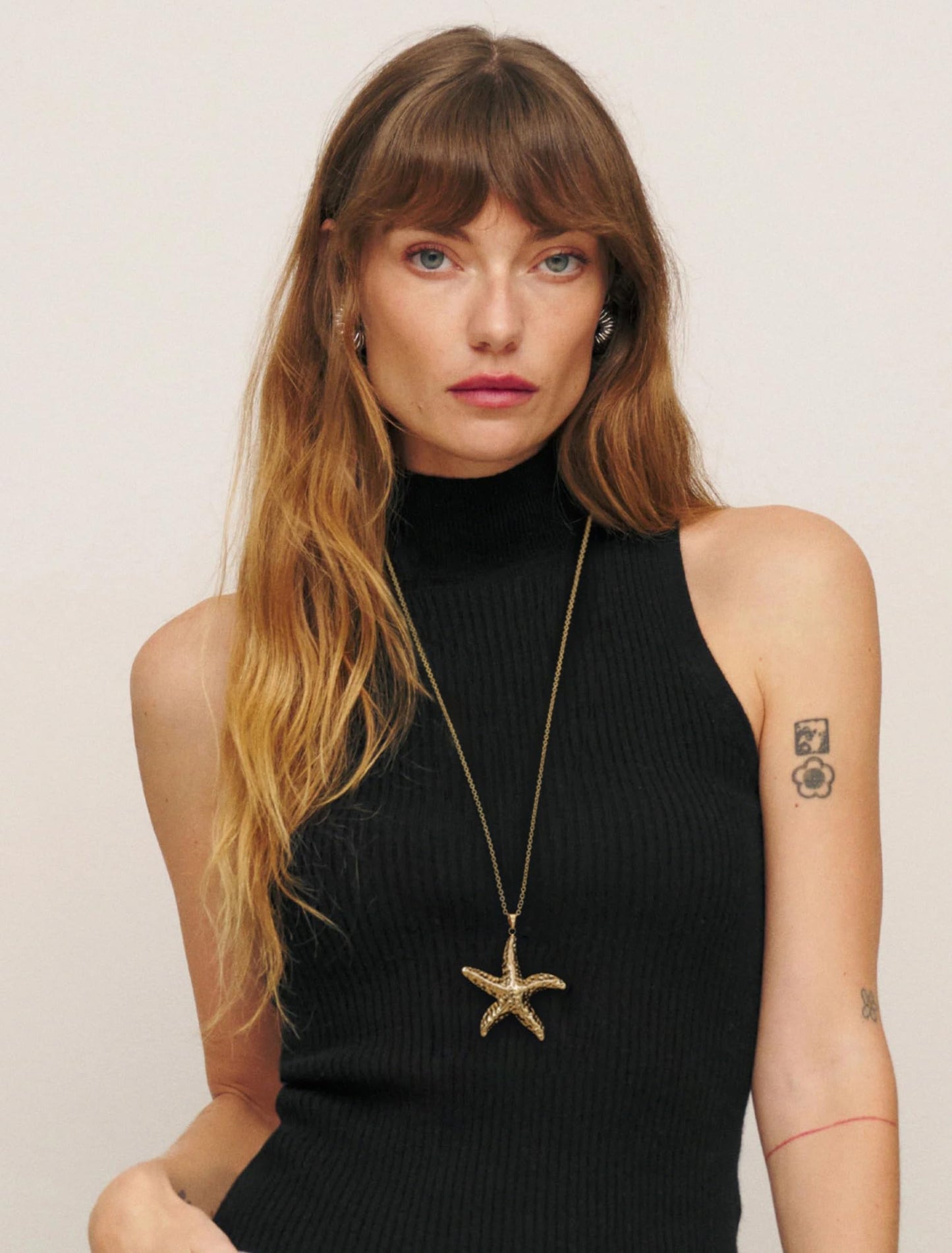 Long Gold Necklace for Women 18K Gold Plated Starfish Pendant Trendy Beach Jewelry Necklace