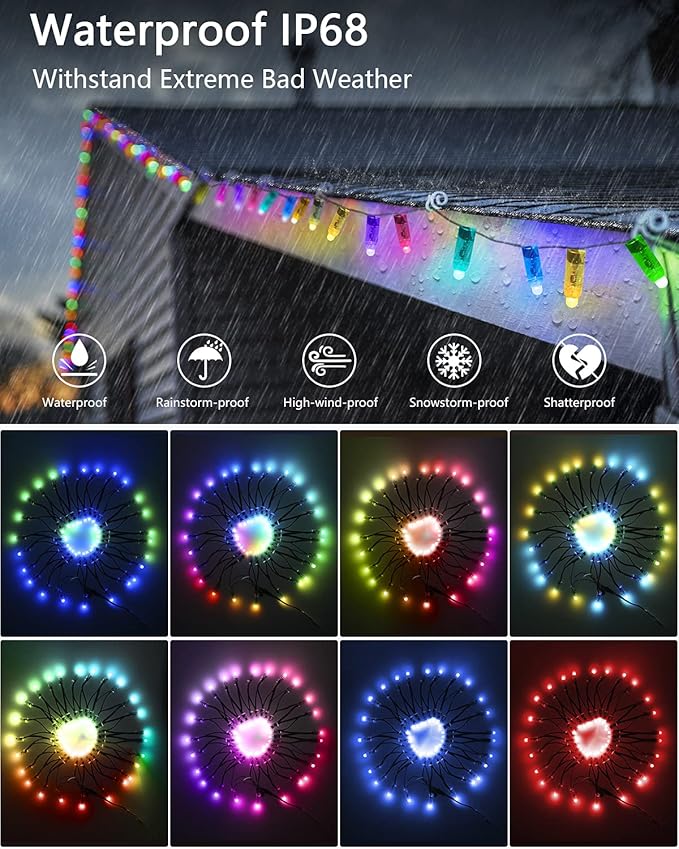 ALITOVE 12V WS2811 Pixels String xConnect 300pcs Addressable RGB IC LED Bullet Pixel Outdoor Lights 12mm Color Chasing Waterproof IP68 for Halloween Christmas Billboard House Decor