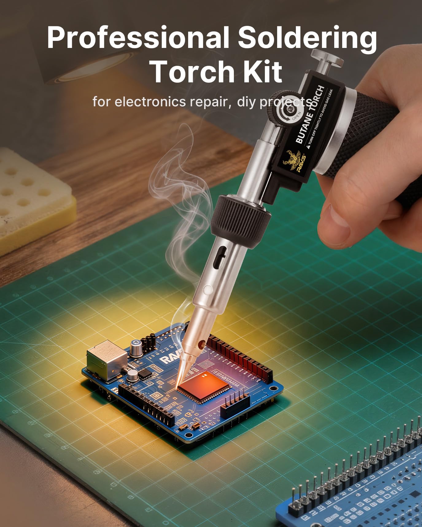 RAVS Butane Soldering Iron Kit Cordless, 14-Piece Multi-Function Butane Torch Kit, Portable Brazing Torch with Adjustable Flame, Without Butane Fuel, Unique Gifts for Men Women Husband