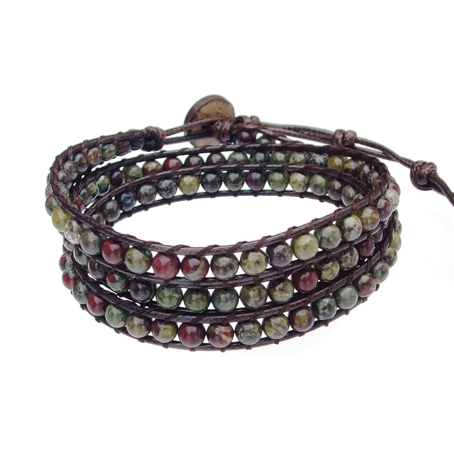 Ayriwoyi Leather Wrap Bracelet for Women Natural Beaded Stone Bracelets Dragon Blood Womens Boho Bracelet Adjustable Handmade Jewelry Gifts for Women