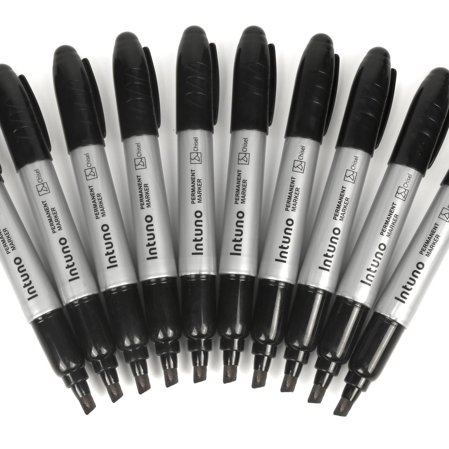 INTUNO Jumo Permanent Markers, 60 Count Black, Chisel tip, Oil-Based Permanent Markers, Waterproof and Fade-Resistant, for Paper, Wood, Metal, Glass and More
