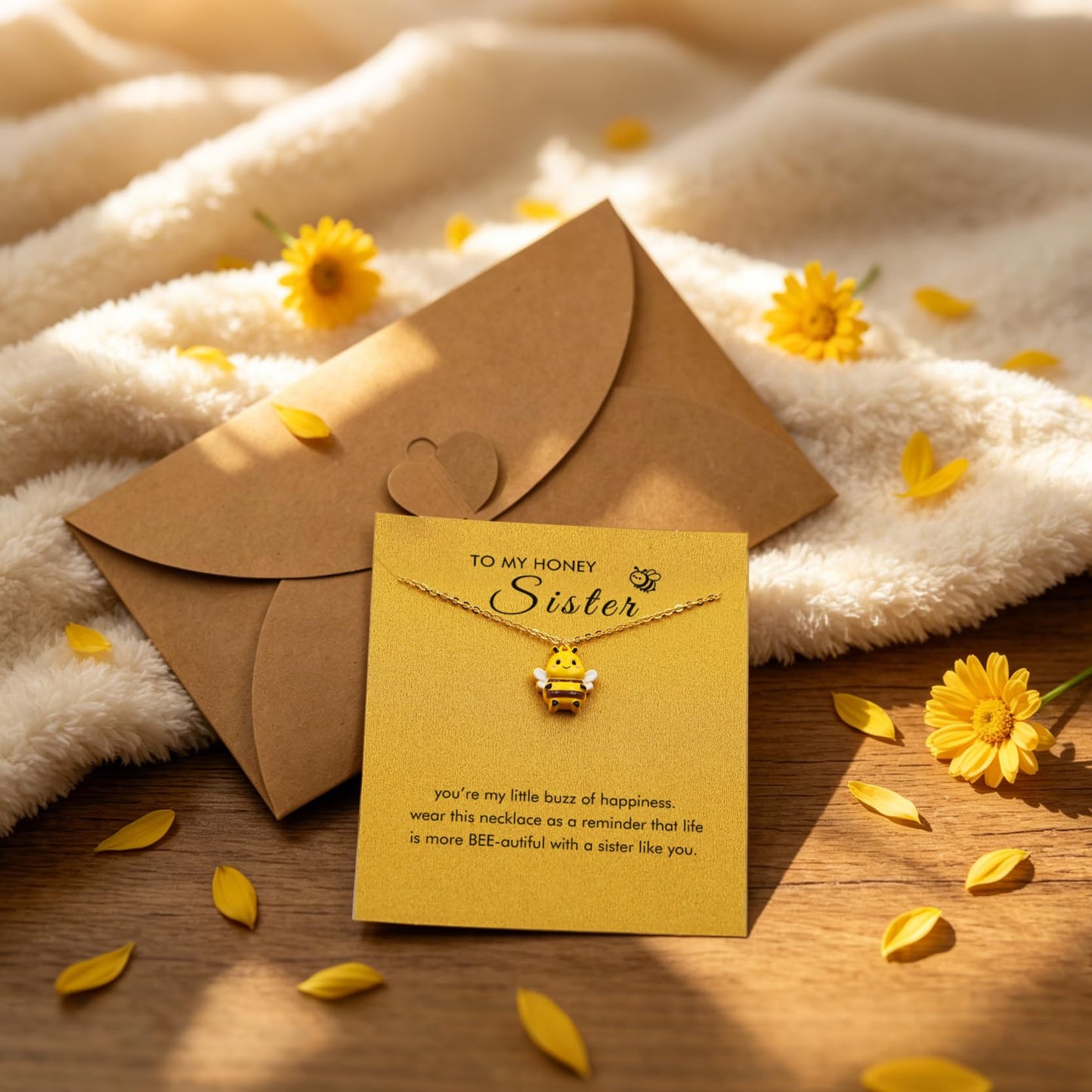 Baydurcan Bee Sister Necklace, Sisters Gifts from Sisters, Bumblebee Pendant Jewelry, Soul Sister Gift for Best Friend