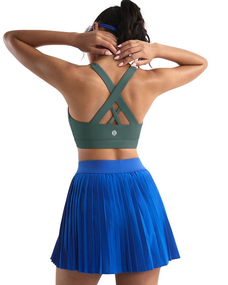 RUNNING GIRL Sports Bra for Women, Criss-Cross Back Padded Strappy Sports Bras Medium Support Yoga Bra with Removable Cups(2353 Dark Green_M)