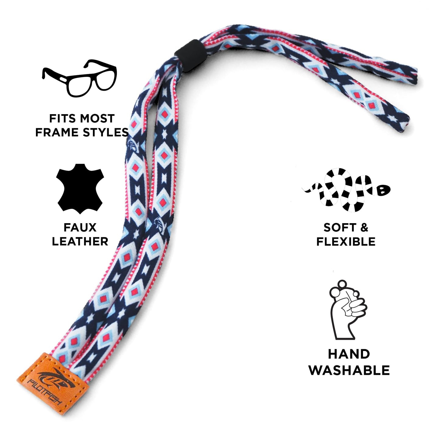 Pilotfish Premium Cotton Eyewear Retainer Sunglass Strap - Multiple Design Options - Soft & Durable Sunglass Holder