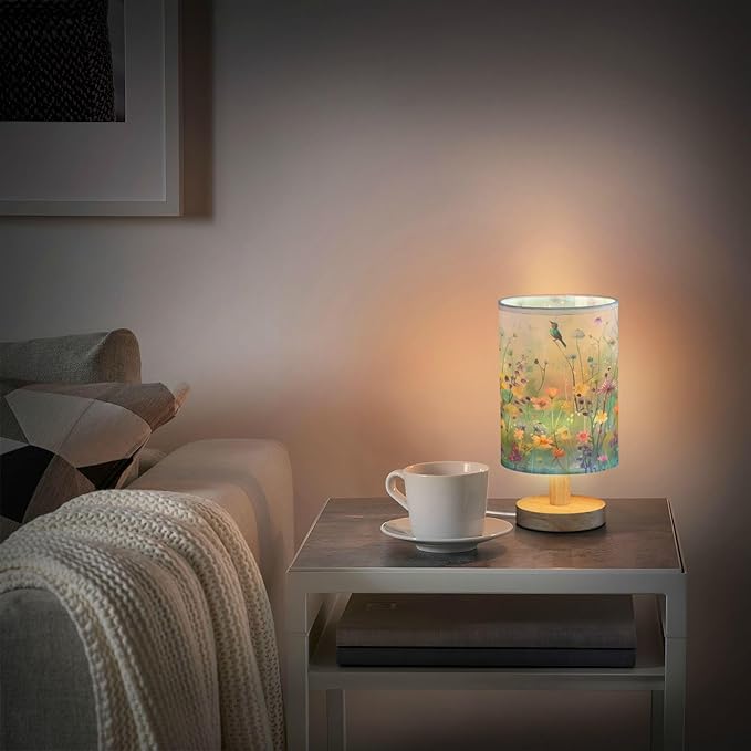 senya Table Lamp for Bedroom Living Room, Dandelions Wildflowers Spring Bedside Lamps with USB Charging Ports Nightstand Light Lamps, Bird 2, E08D23010