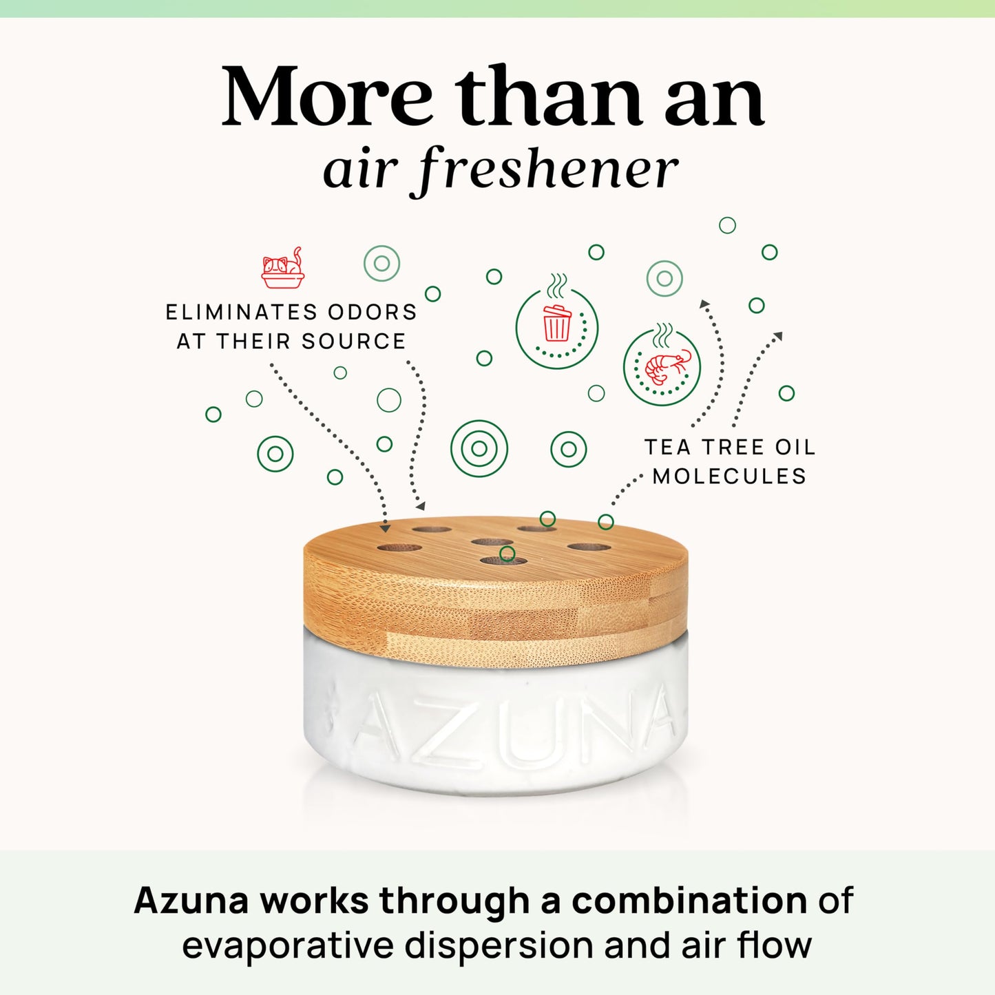 Azuna Air Freshener and Odor Eliminator for Strong Odor Gel 12oz Refill Pouch with Tea Tree Oil | Plant-Based & Long Lasting | Pet, Smoke, Home and Bathroom | Natural Scent | Last 60-90 Days