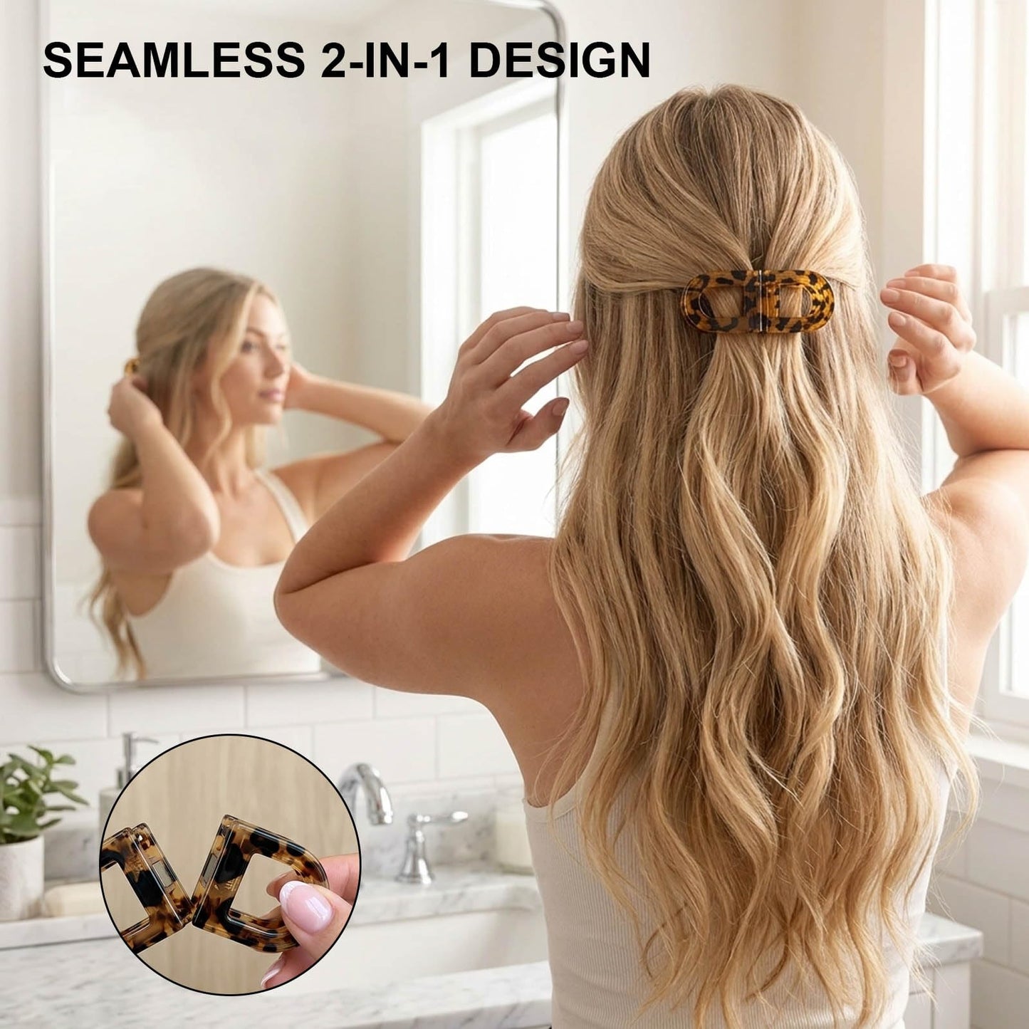 Set of Four ABS Hair Clips，Magnetic Hair Clips, Magnetic Bow Clip Accessories for Women, Create Half-Up Hairstyles During Daily Commute and Exercise