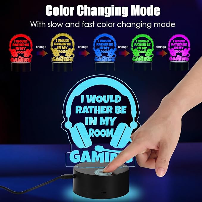Christmas Gamer Gifts for Teenage Year Old Boy Girls Easter Basket Stocking Stuffer, Boyfriend Husband Birthday Gift for Men Dad Son Daughter, LED Light Up Gaming Lamp Acrylic Gaming Night Light