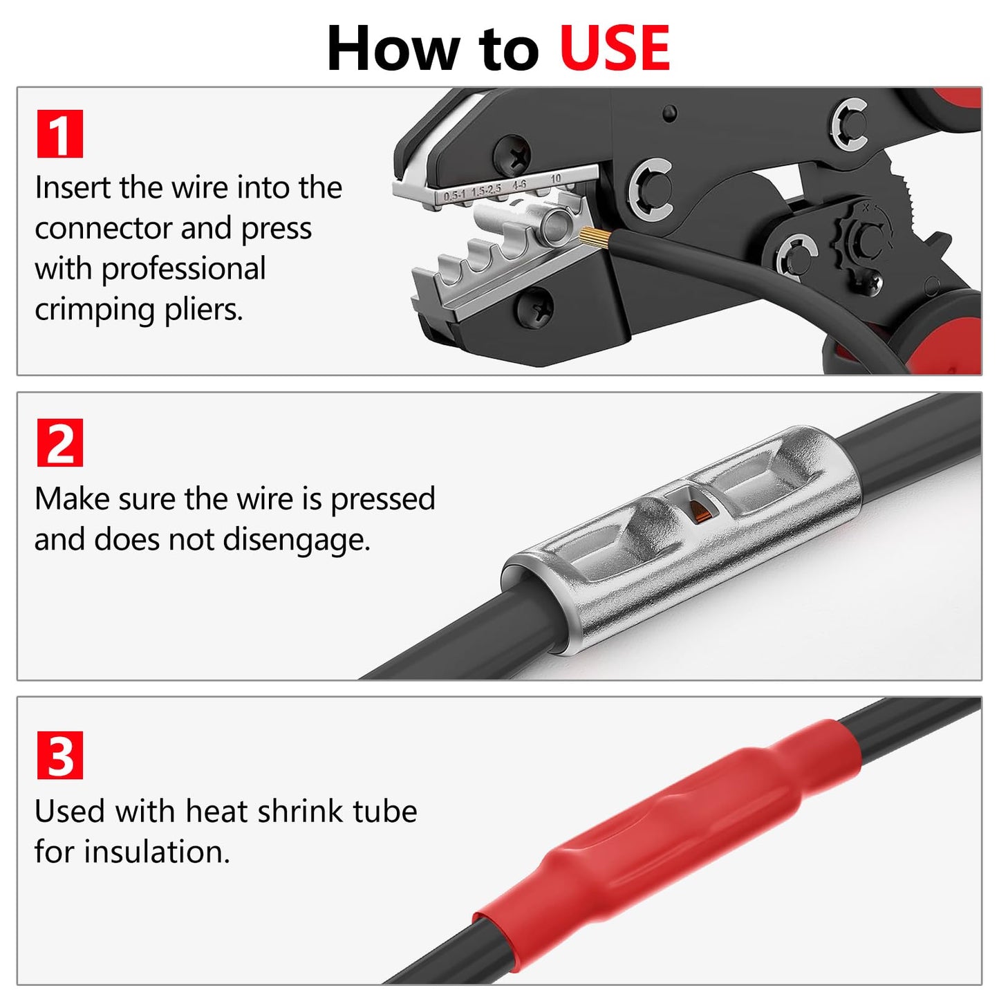 BAALA 520 PCS Non Insulated Butt Connectors Kit,26-8 Gauge Butt Splice Connector Uninsulated Wire Splice Connectors, Tinned Copper Marine Grade Seamless Barrel Crimping Butt Terminals