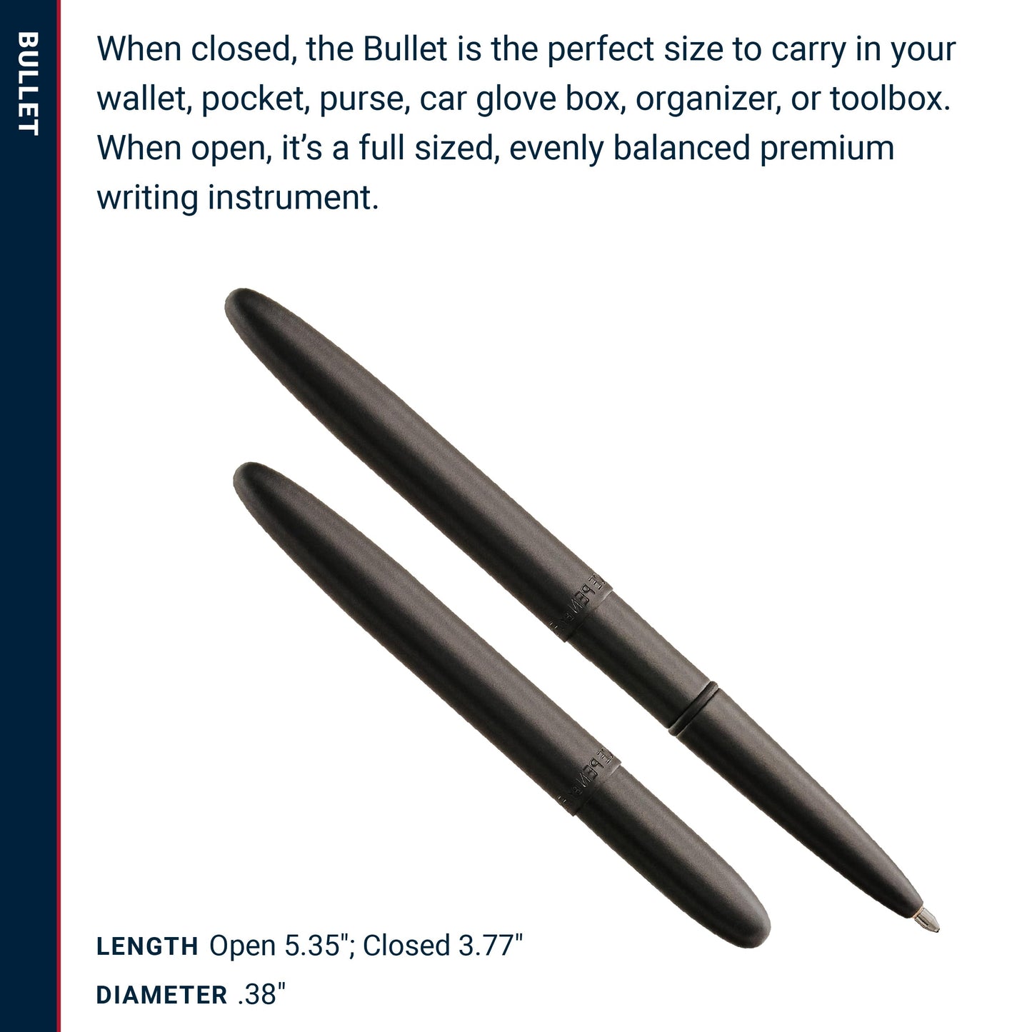 Fisher Space Pen Matte Black Bullet Pen, Pressurized Ballpoint Pen, Compact Pocket Size, Writes Upside Down and in Extreme Temperatures, Smooth Black Ink, Medium Point, Gift Box, Made in the USA