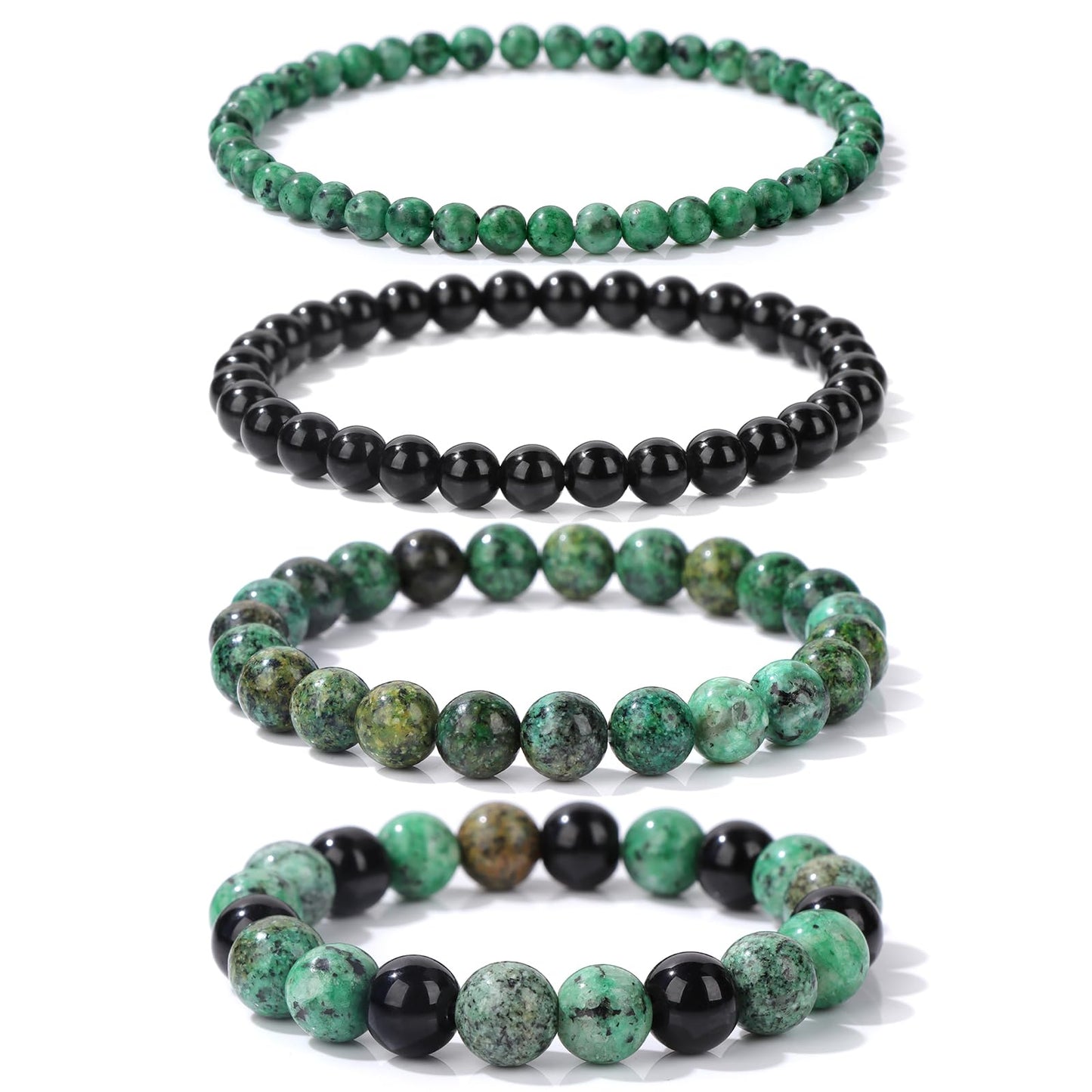 Vinswet 4pcs Beaded Bracelets for Women,Natural Healing Crystal Gemstones Bracelet,Anxiety Stress Relief Bracelet Handmade purple Jewelry Gifts for Women, 7.48in, Stone, no gemstone