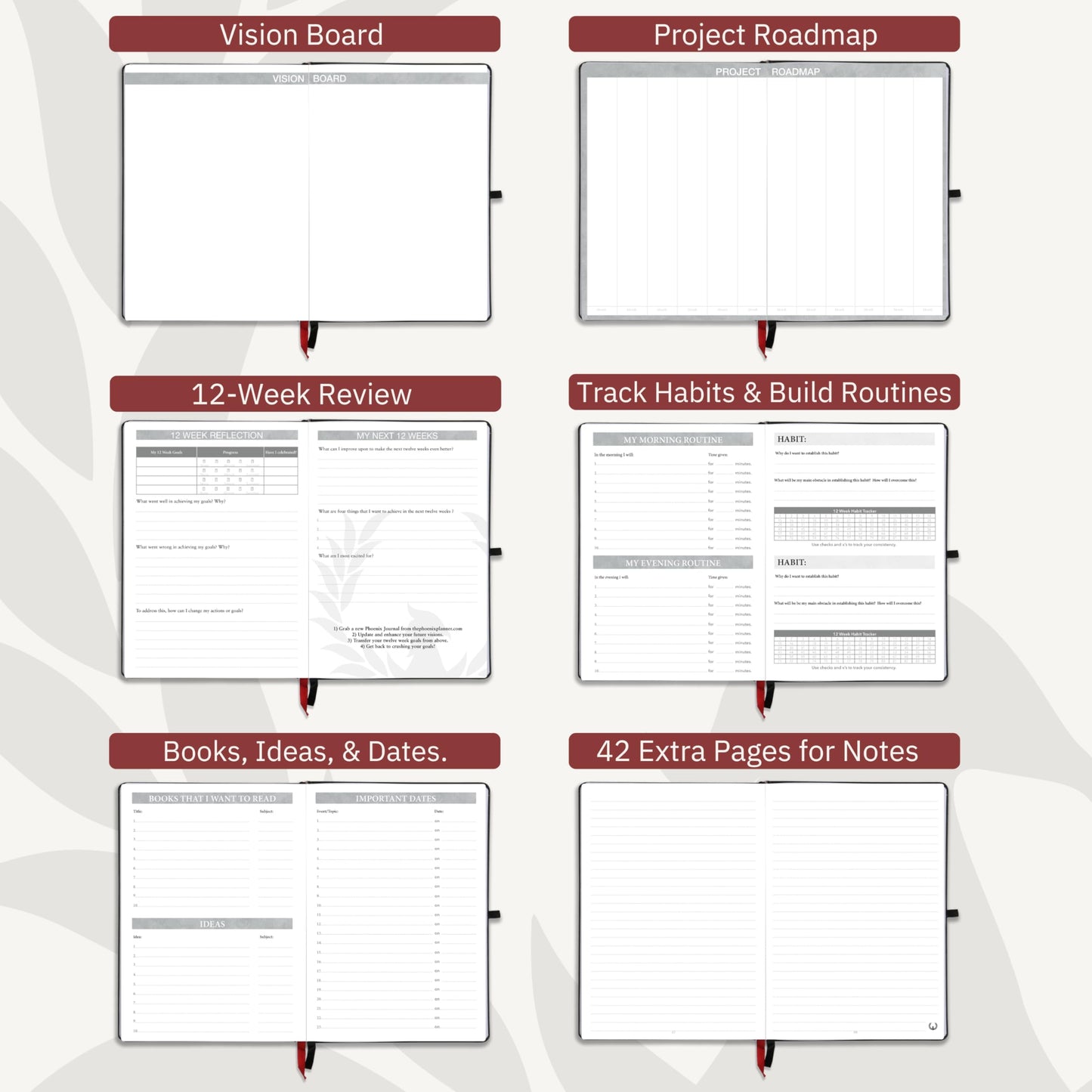 The Phoenix Journal - Quarterly Goal Planner, Daily Planner Journal & Organizer for Goal Setting, Productivity & Focus - Undated 12 Week Planner, Weekly & Monthly Planning, Habit Tracking - Hardcover - Black