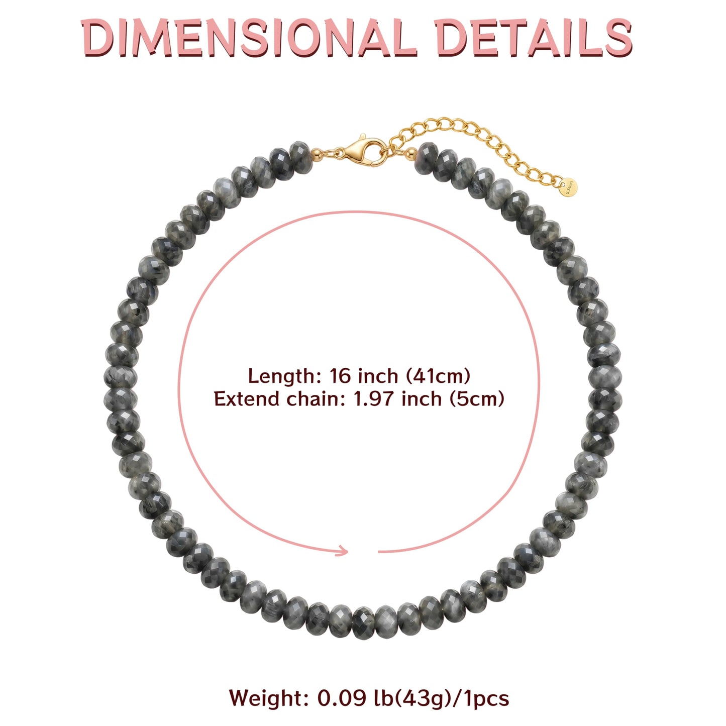 Badu Gray Gemstone Beaded Necklace for Women Natural Stone Bead Beach Choker Necklace Fashion Trendy Jewelry Gifts
