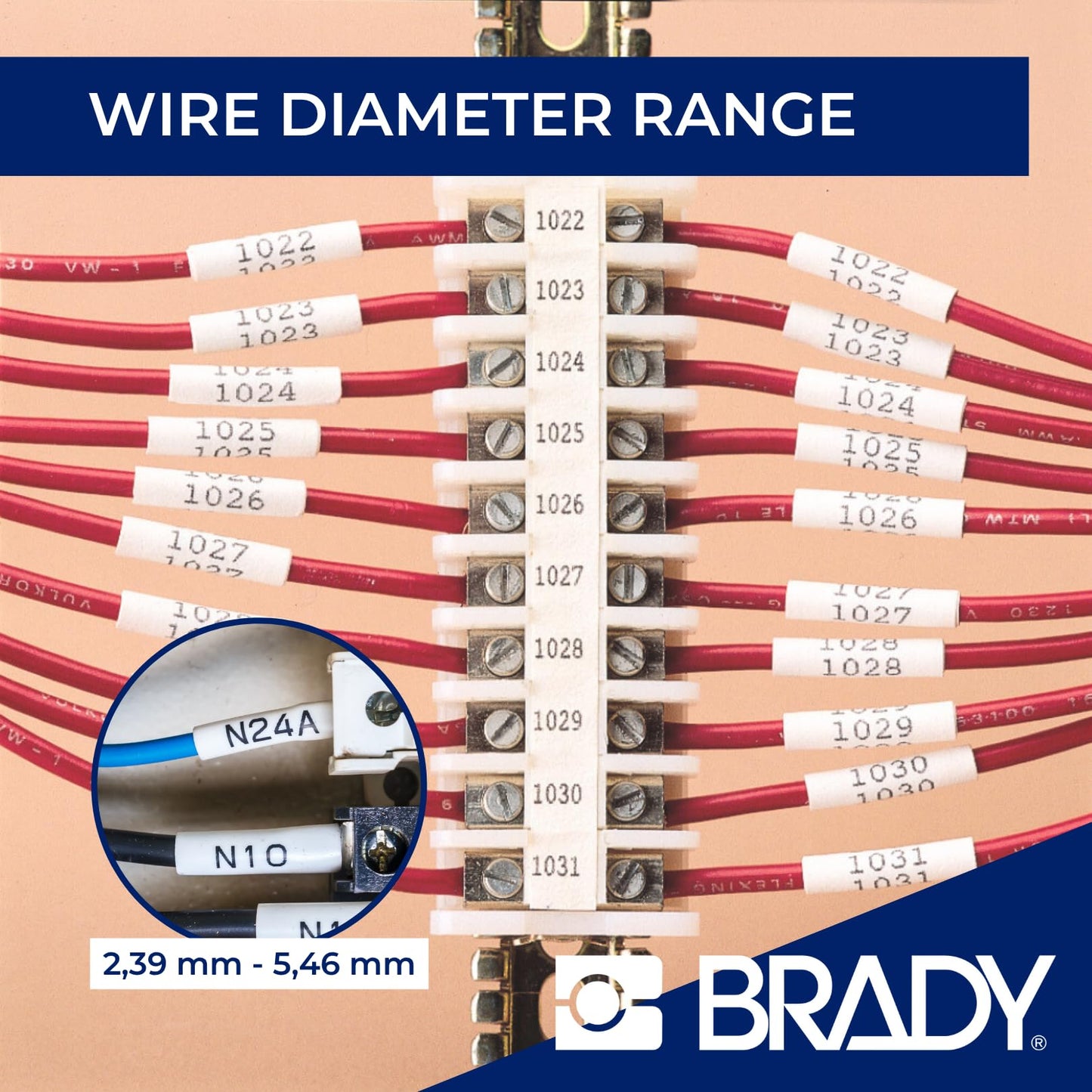 Brady Authentic (M21-250-C-342) PermaSleeve Heat Shrink Tubing for Control and Electrical Panels, Wire Harness, Black on White- For M210, M210-LAB, M211, BMP21-PLUS and BMP21-LAB Printers, .439" W 7'L
