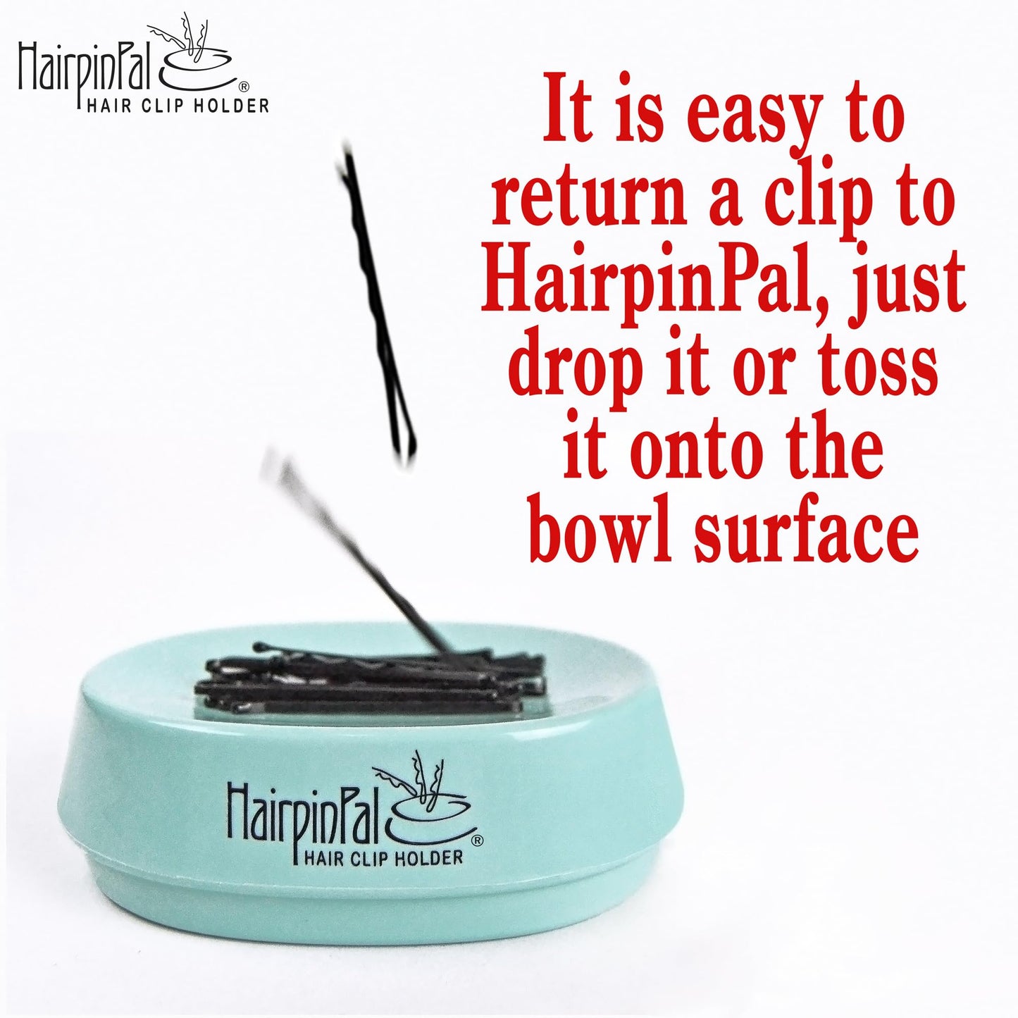 HairpinPal Magnetic Bobby Pin Holder - Easy Hair Clip and Pin Collector - Manage Hair Clips - Keeps Rooms Tidy - Sea Foam Teal - Made in the USA