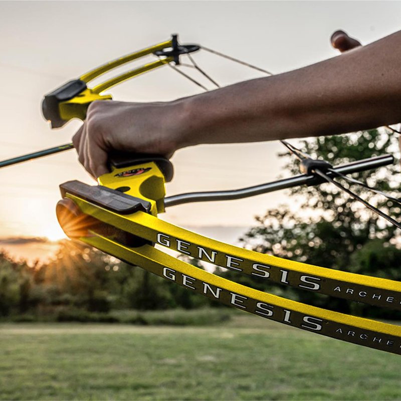 Genesis Original Compound Bow & Arrow Kit- Adjustable Riser, 15"-30" Draw Length, 10-20 lb Draw Weight, All Skill Levels, Draw Hand - Left, Yellow