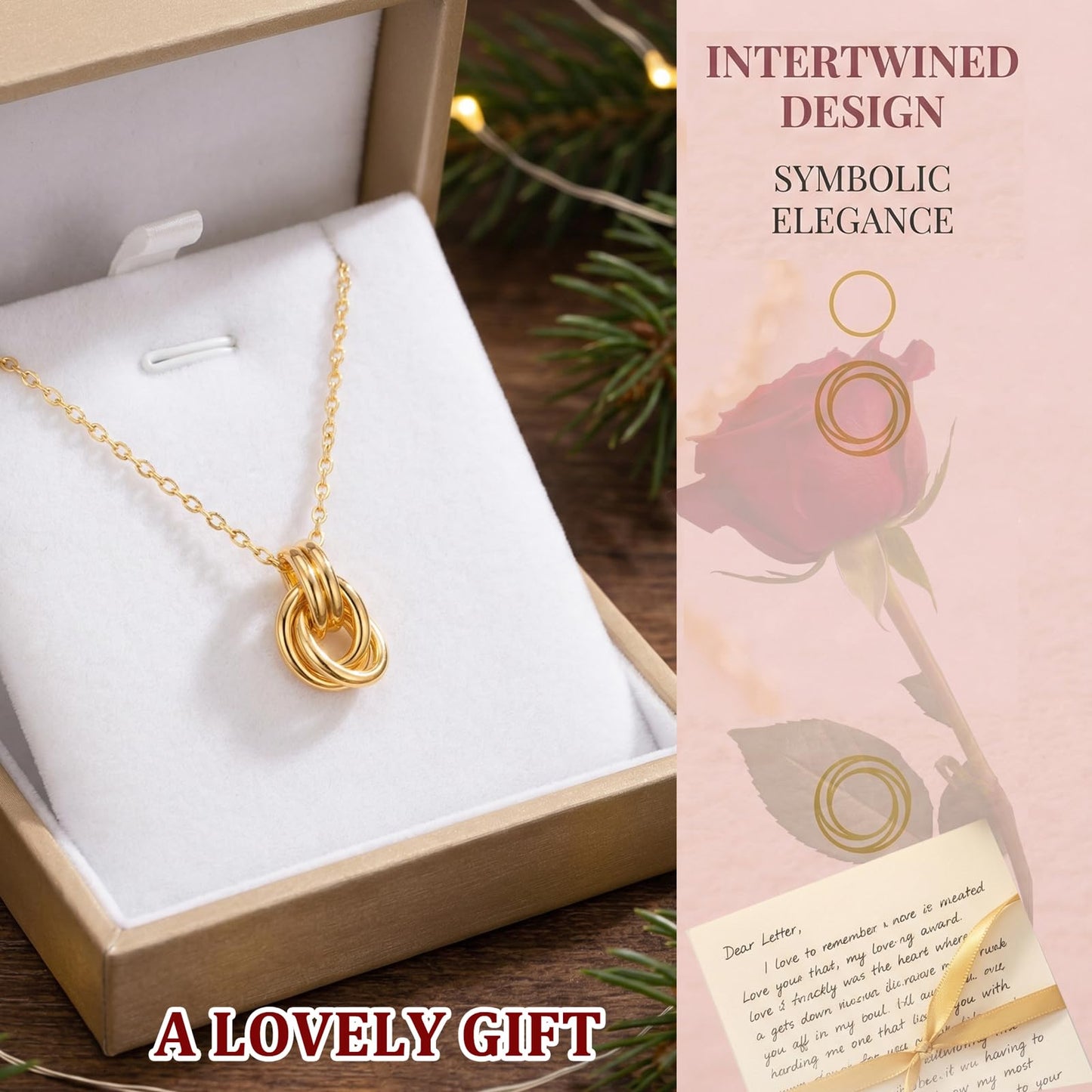 KKANDPP Pendant Necklace for Women, 18K Gold Plated Dainty Chain Knot Choker Necklace, Simple Gold Knot Necklaces Trendy Jewelry Gifts for Women