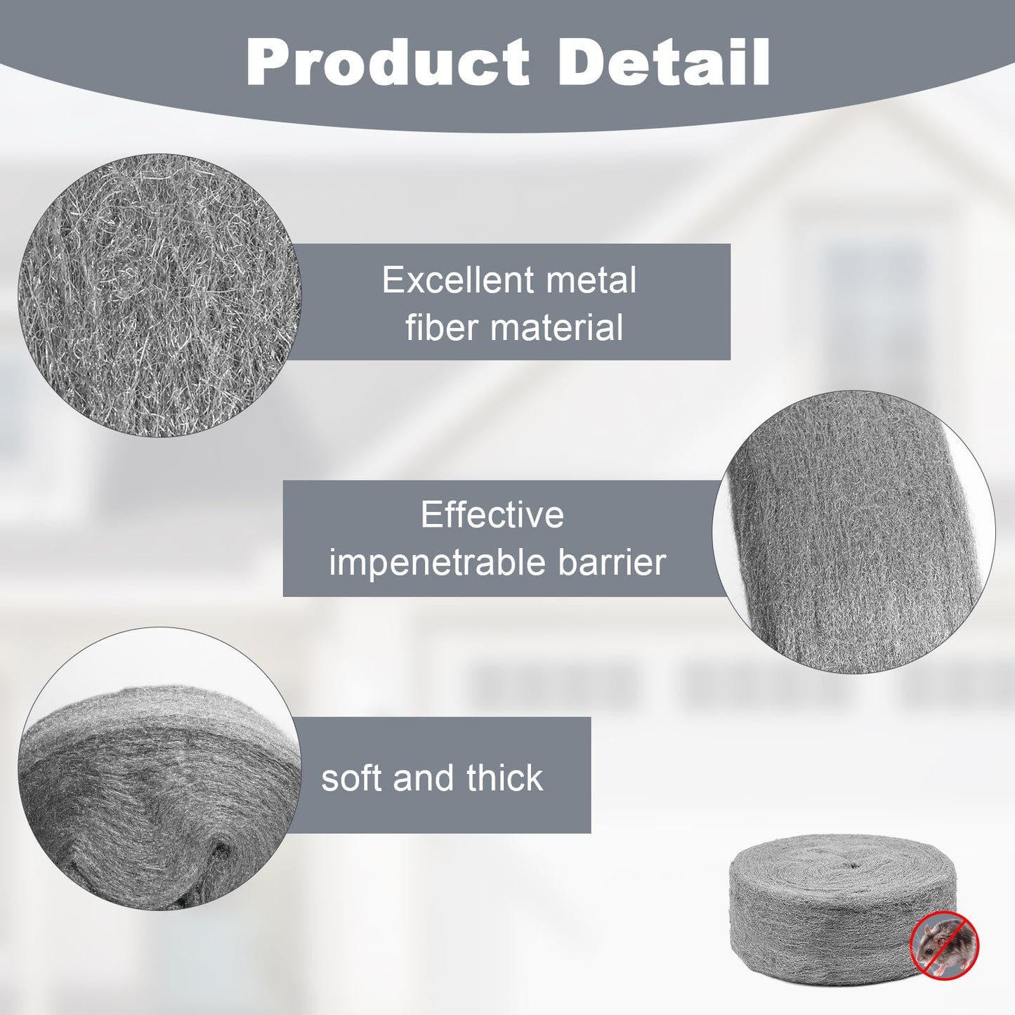 Storystore Steel Wool Mice Control, 60 FT Stainless Steel Wool Fill Fabric Roll, Gap Blocker Coarse Wire Hardware Cloth DIY Kit for Holes, Wall, Garden, Kitchen, Pipeline in Garage