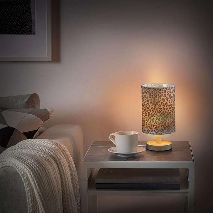 senya Table Lamp for Bedroom Living Room, Speckled Leopard Bedside Lamps with USB Charging Ports Nightstand Light Lamps