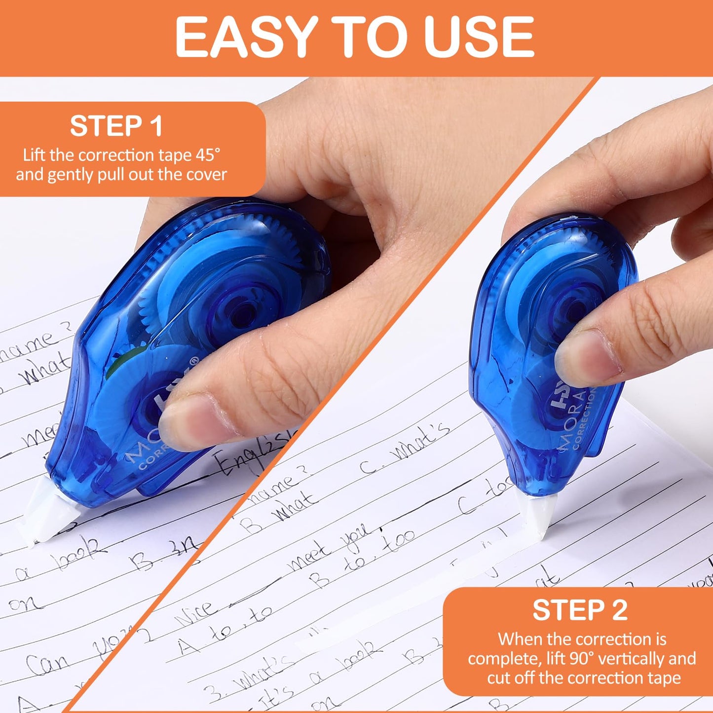 Fullhawl 60 Pack White Correction Tape Bulk 19.7 ft Red Green and Blue Correction Strips Easy to Use Applicator for Office Supplies