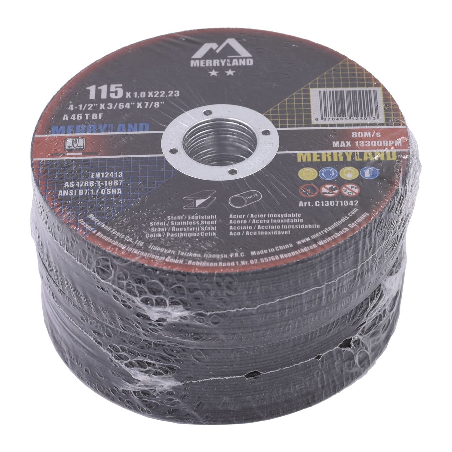 Merryland Cut Off Wheel 4 1/2 inch for Angle Grinder, Metal Cutting Wheel 4.5 X .045 X 7/8 Ultra Thin 50 Pack, Iron Stainless Steel Cutting Disc, Craft-Line C13071042