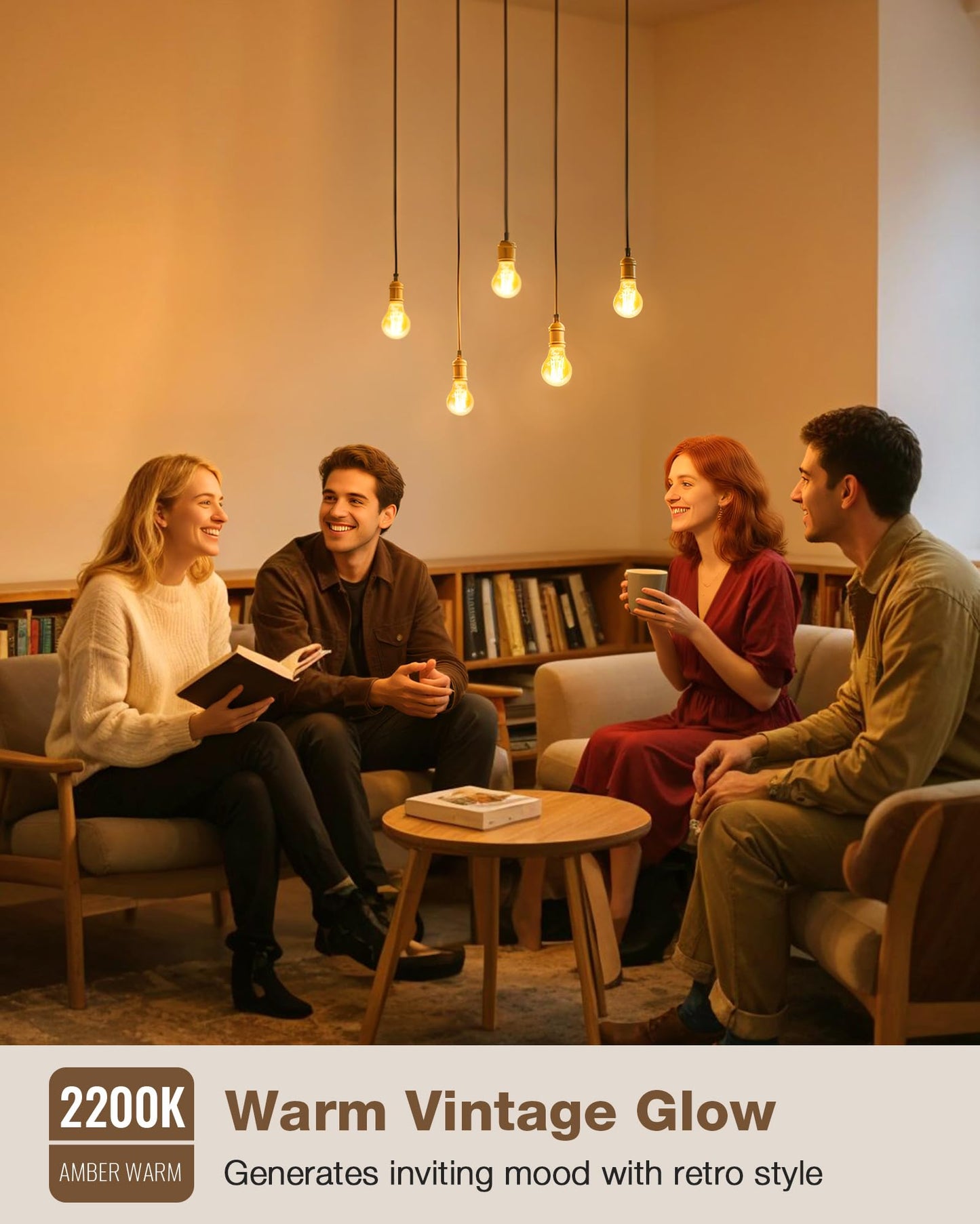 Lafoy A19 Amber 2200K Soft Warm E26 Light Bulbs, Dimmable Vintage LED Edison Bulbs 60 Watt Equivalent, 550 Lumen Medium Base Lightbulbs, Antique Old-Fashioned Style 60W Replacement, 120V 12 Pack