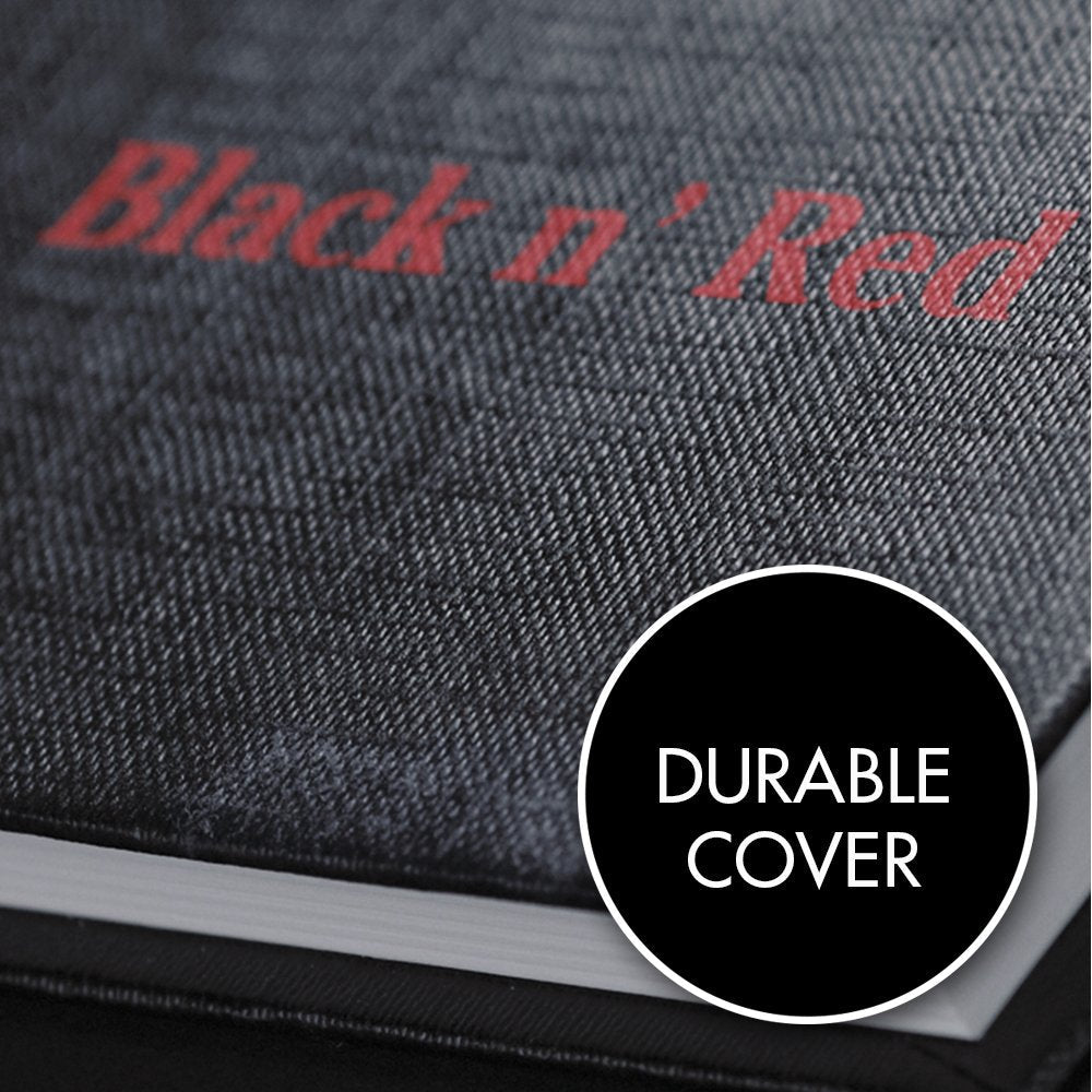 Black n' Red Notebook, Durable Hardcover, Premium Optik Paper, Scribzee App Compatible, Casebound Binding, 8-1/4" x 5-7/8", 96 Double-Sided Ruled Sheets, Pack of 2 (73405)