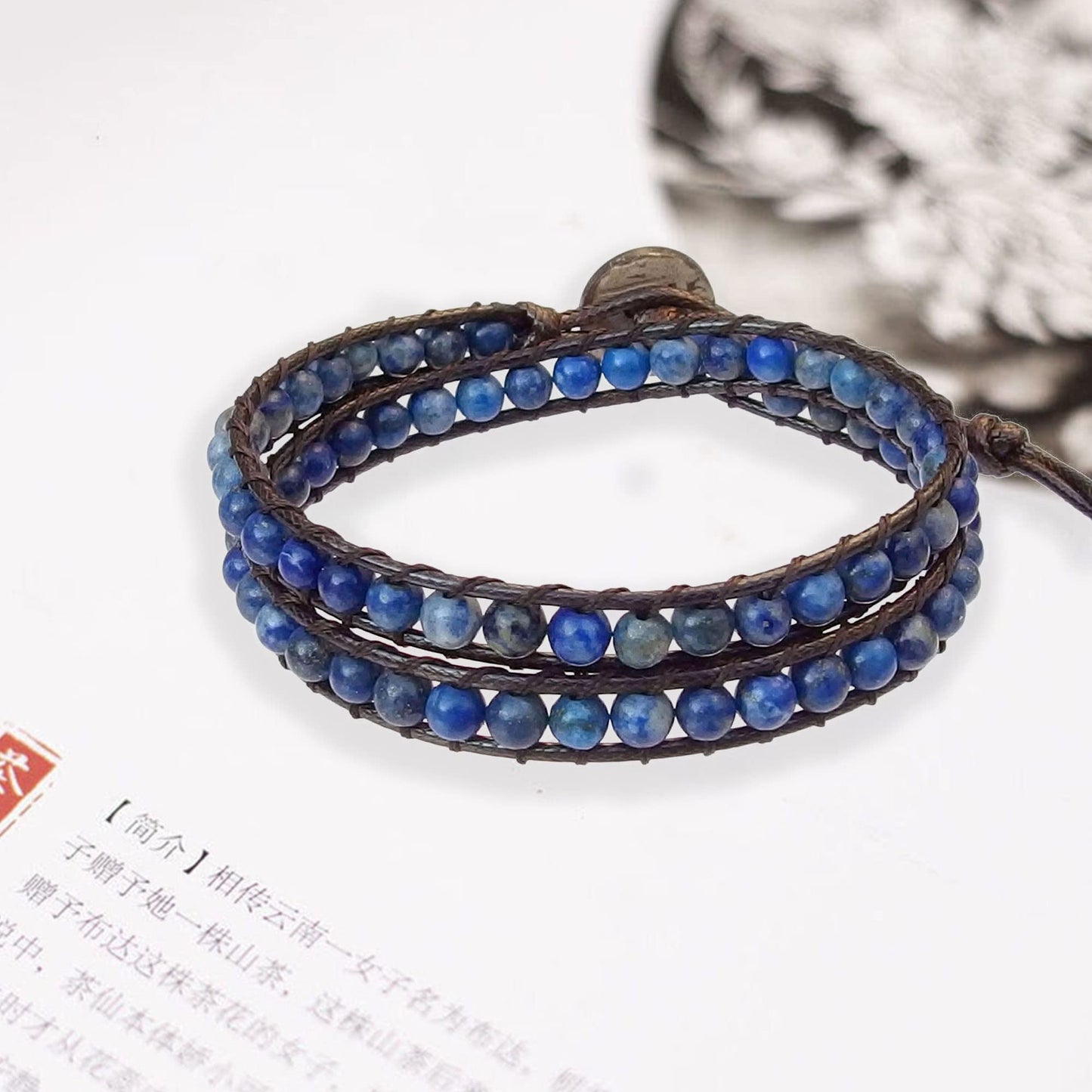 Ayriwoyi Wrap Bracelets for women Blue Lapis Lazuli Bracelet Natural Stone Beaded Wrap Bracelet Bohemian Bracelet Handmade Jewelry Gifts