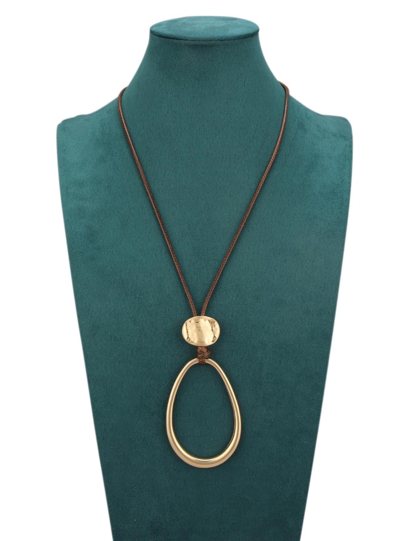 joymiao Vintage Pendant Necklace for Women Long Chunky Boho Necklace with Large Gold Pendant Long Chain Boho Jewelry