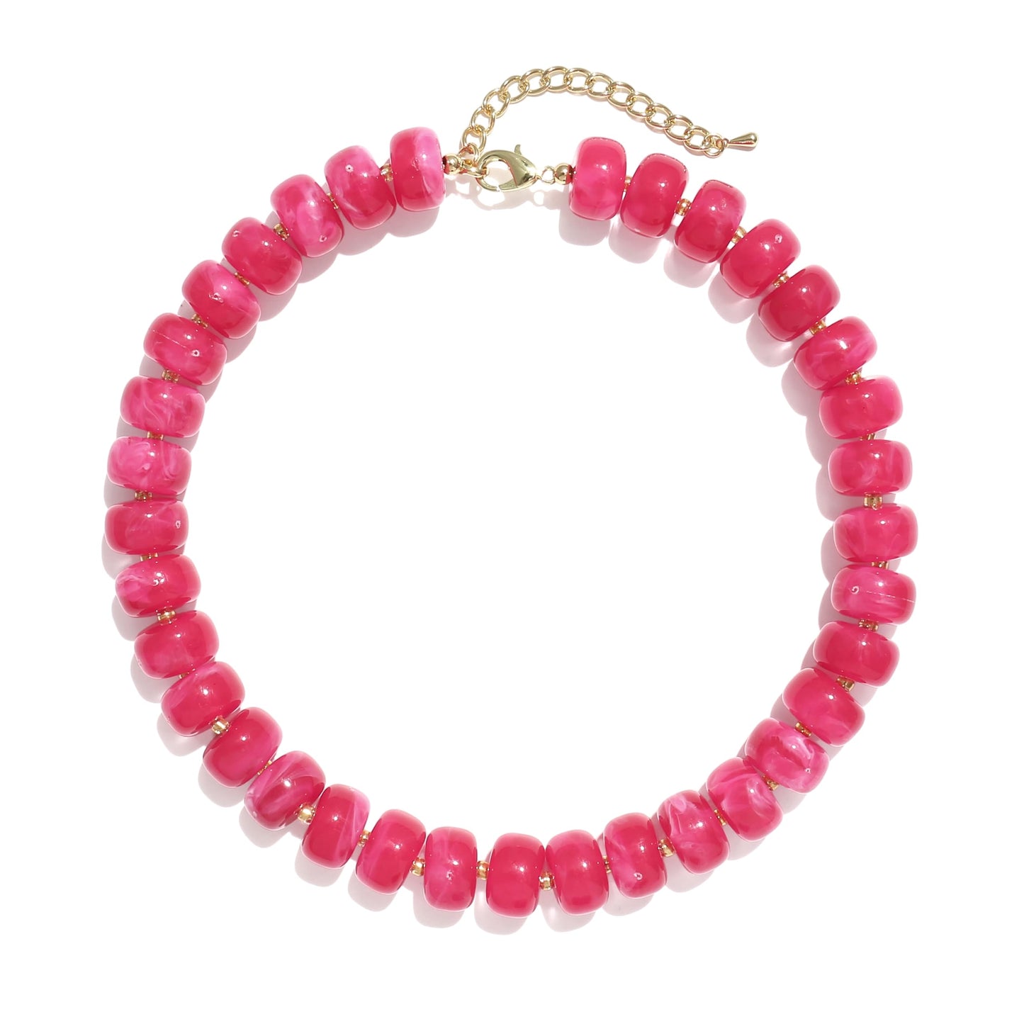Badu Red Chunky Beaded Necklace for Women,Acrylic Bead Choker Statement Necklace Cute Trendy Necklaces Jewelry Gifts