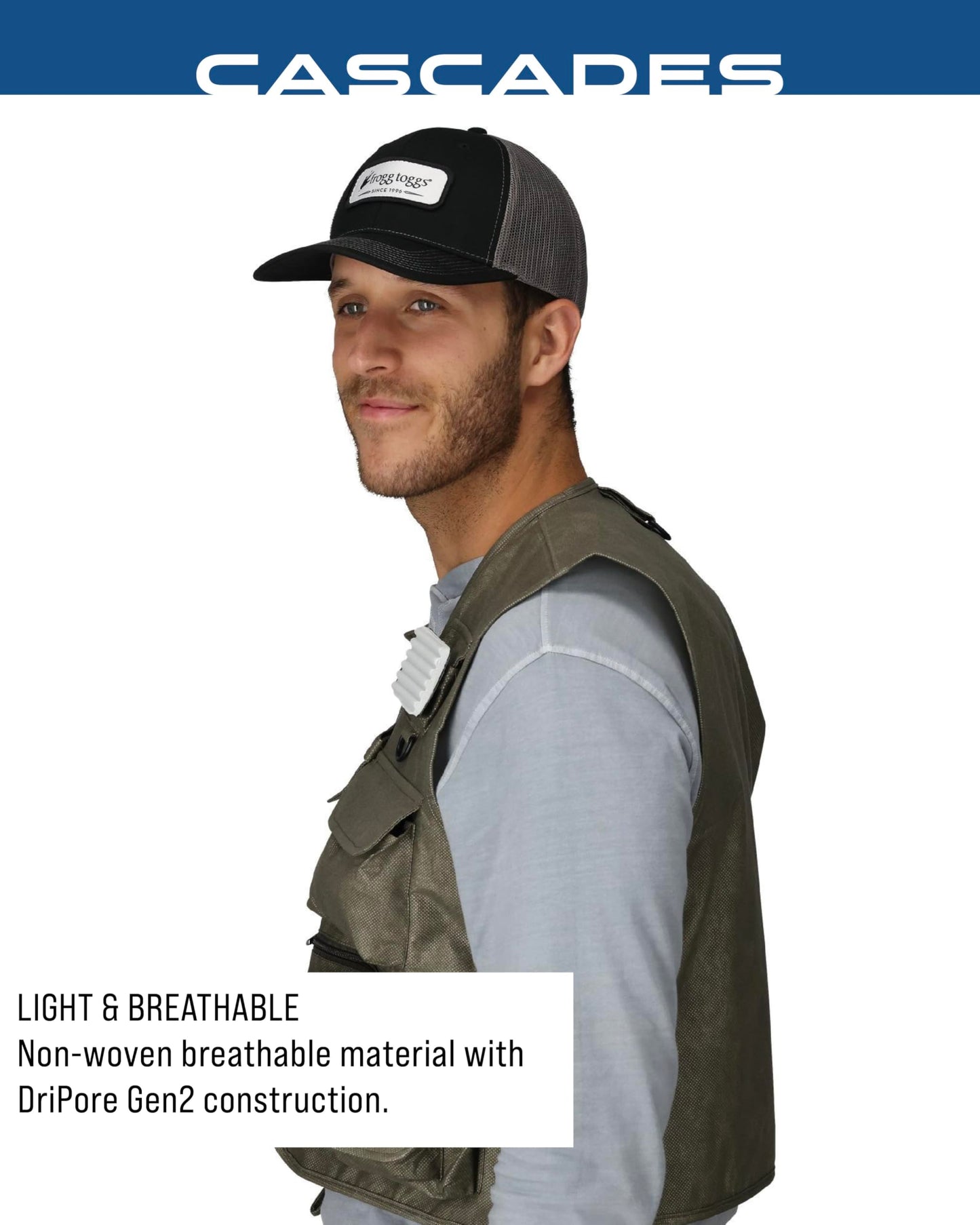FROGG TOGGS Cascades Classic50, Lightweight and Breathable Fly Fishing Vest, Stone, Medium