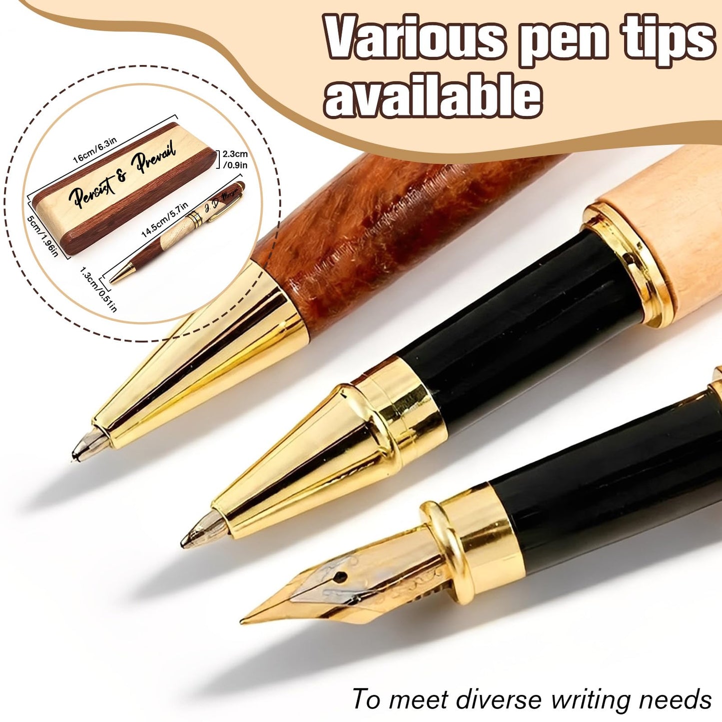 QSZ Custom Wooden Ballpoint Pen Gift Set with Name Personalized Wood Pen Set with Engraved Business Wood Pens Gift for Men Women Boss Teacher Co-worker Friends (Custom Pens 5)