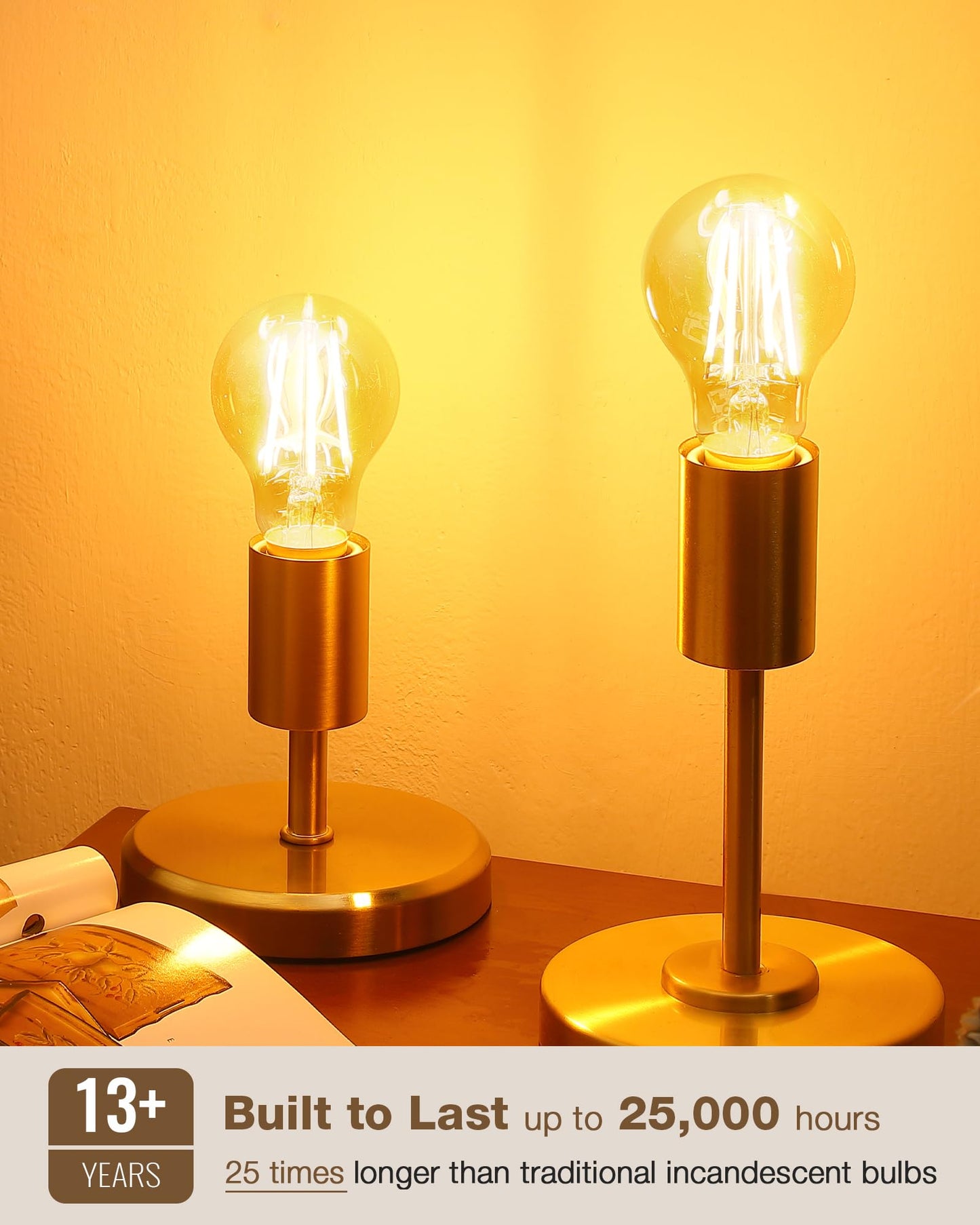 Lafoy A19 Amber 2200K Soft Warm E26 Light Bulbs, Dimmable Vintage LED Edison Bulbs 60 Watt Equivalent, 550 Lumen Medium Base Lightbulbs, Antique Old-Fashioned Style 60W Replacement, 120V 12 Pack